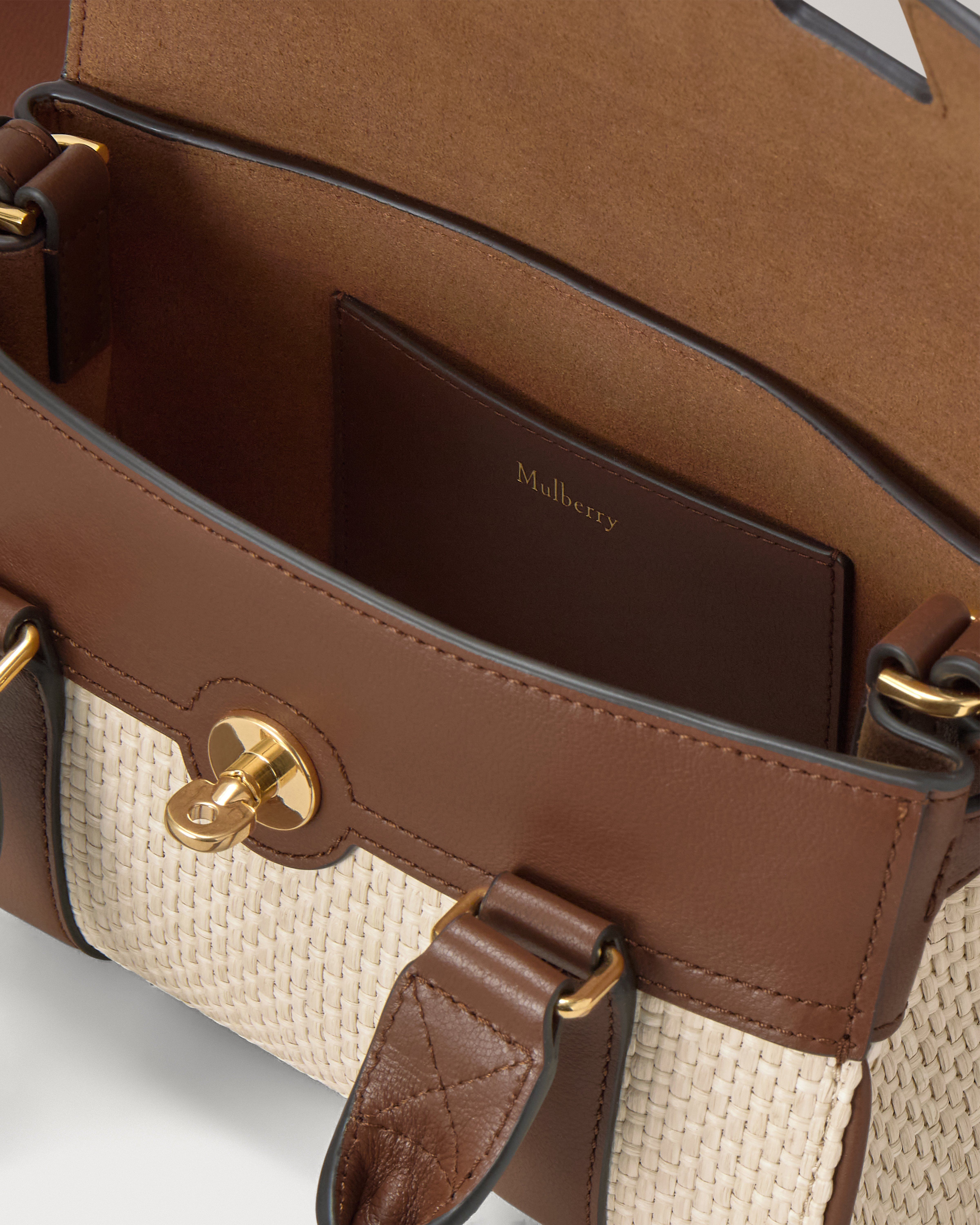 Mulberry | Mini Bayswater | Ecru & Bright Oak Raffia & Leather Trim