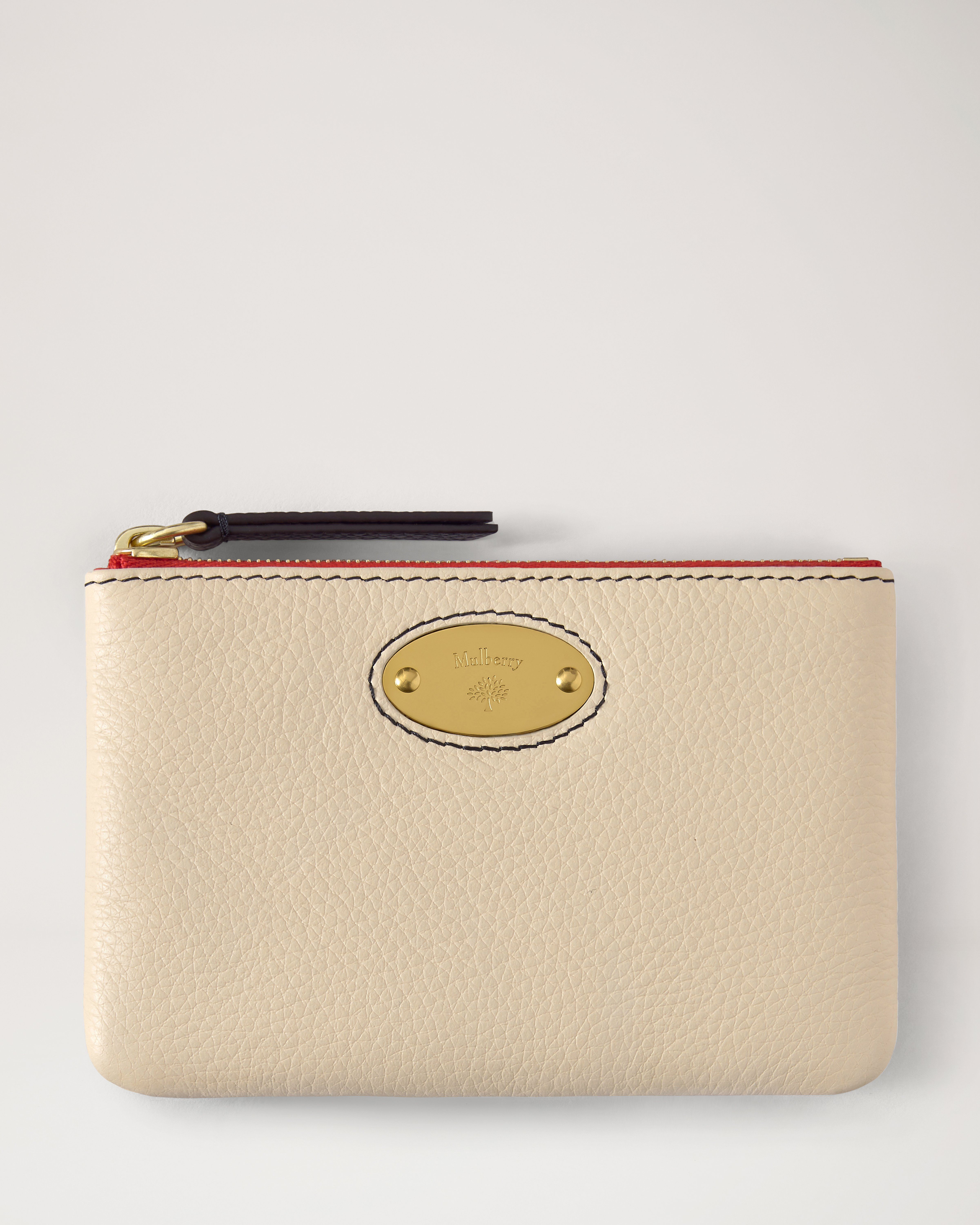 Kleine Münzbörse mit Reißverschluss und Mulberry Plakette