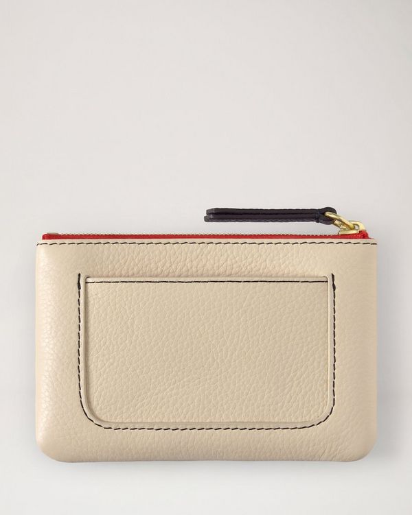 Mulberry | Mulberry Plaque Small Zip Coin Pouch | Eggshell & Coral