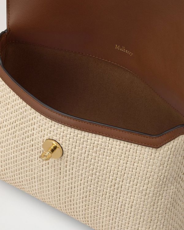 Mulberry | Large Darley Cosmetic Pouch | Ecru & Bright Oak Raffia