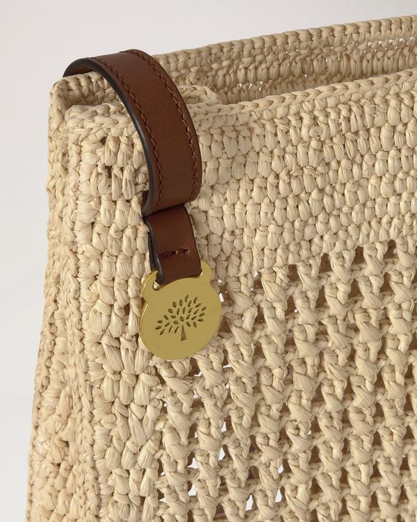 ロラライハリス♡ジグザグベージュファー生地♡刺繍の楕円底バッグ♡本革持ち手 Mulberry | クロシェット クロスボディバッグ | ナチュラル