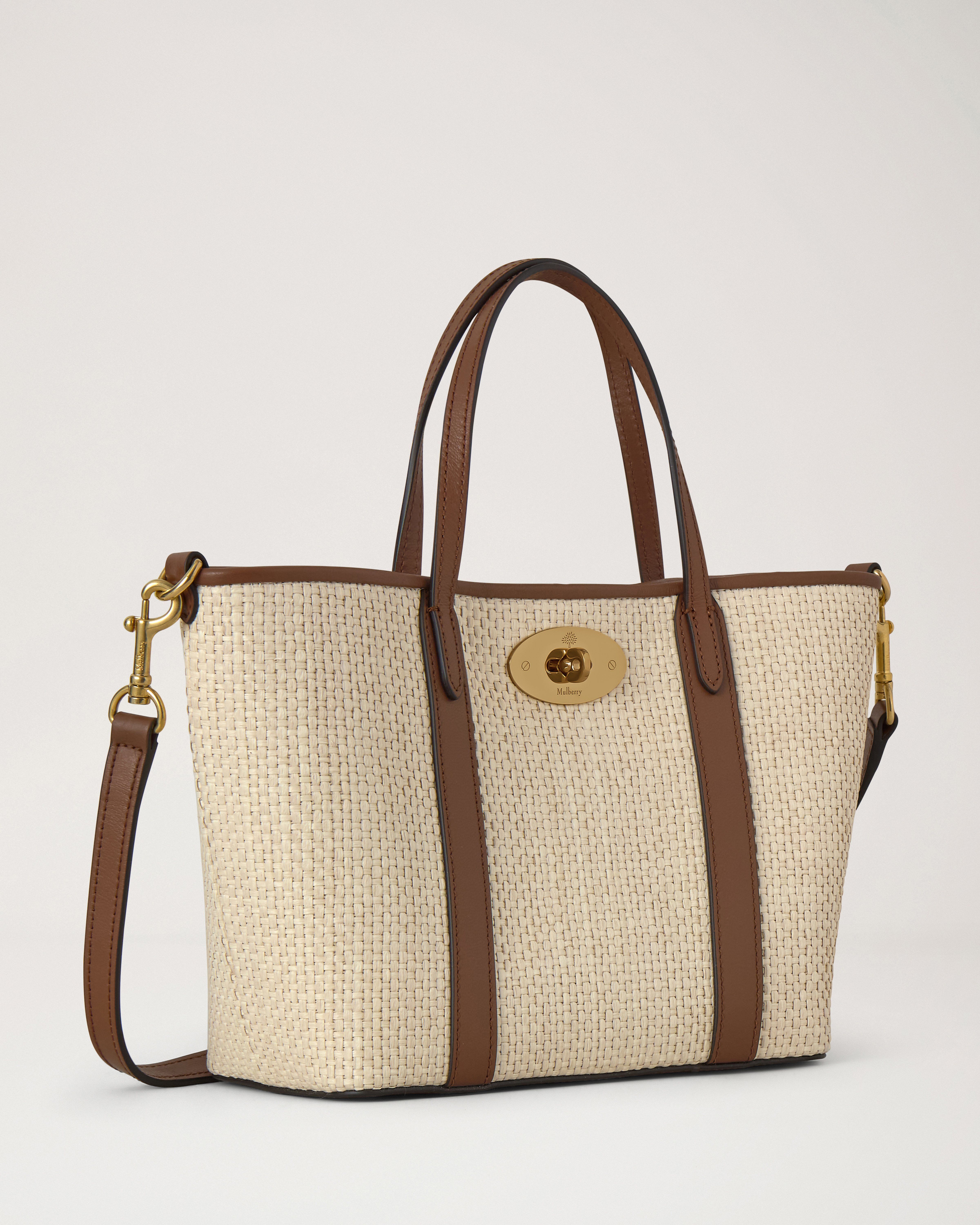 Mulberry | Mini Bayswater Tote | Ecru & Bright Oak Raffia