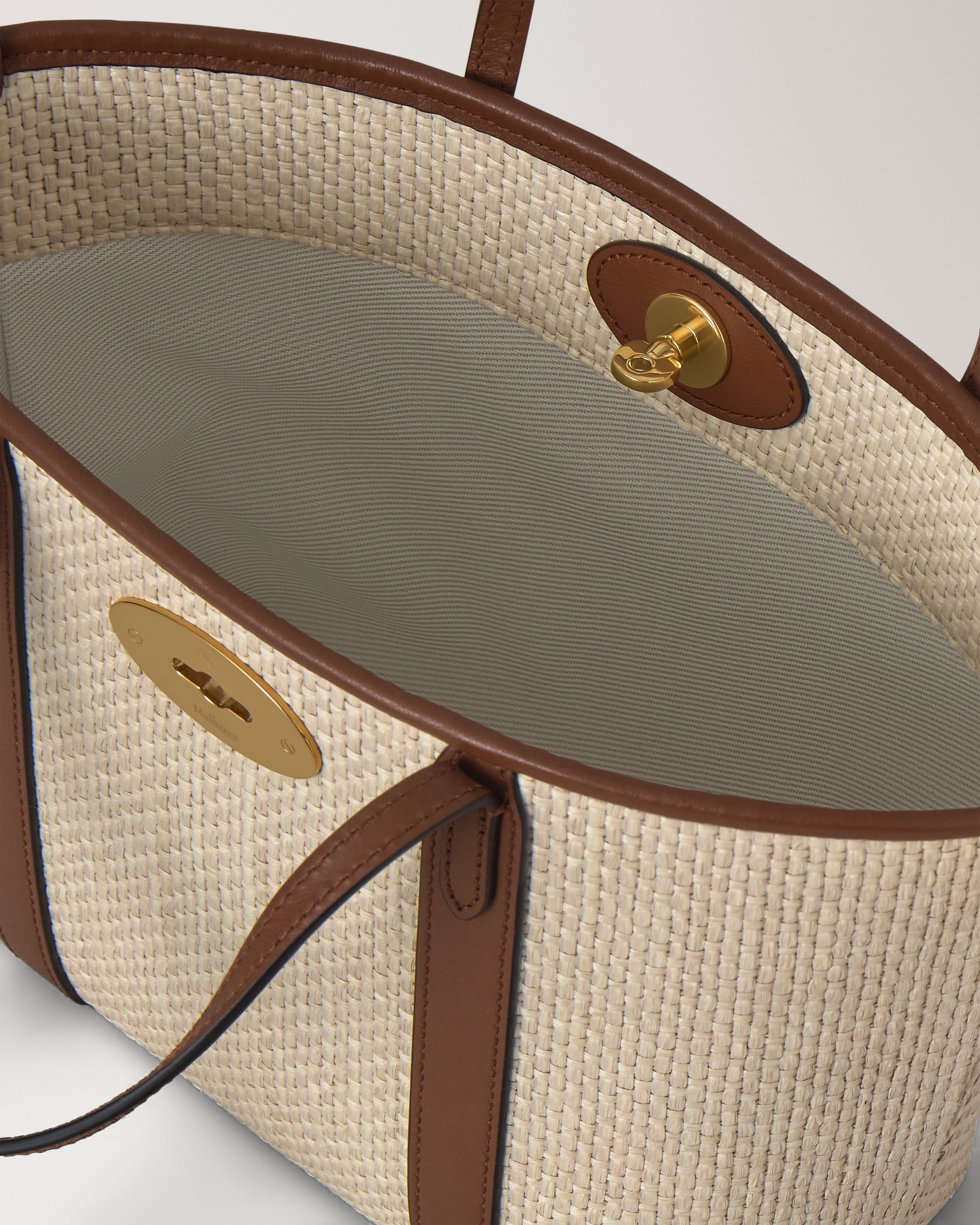 Mulberry | Mini Bayswater Tote | Ecru & Bright Oak Raffia