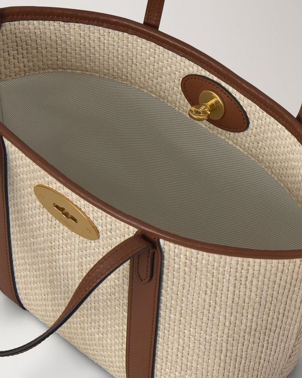 Mulberry | Mini Bayswater Tote | Ecru & Bright Oak Raffia