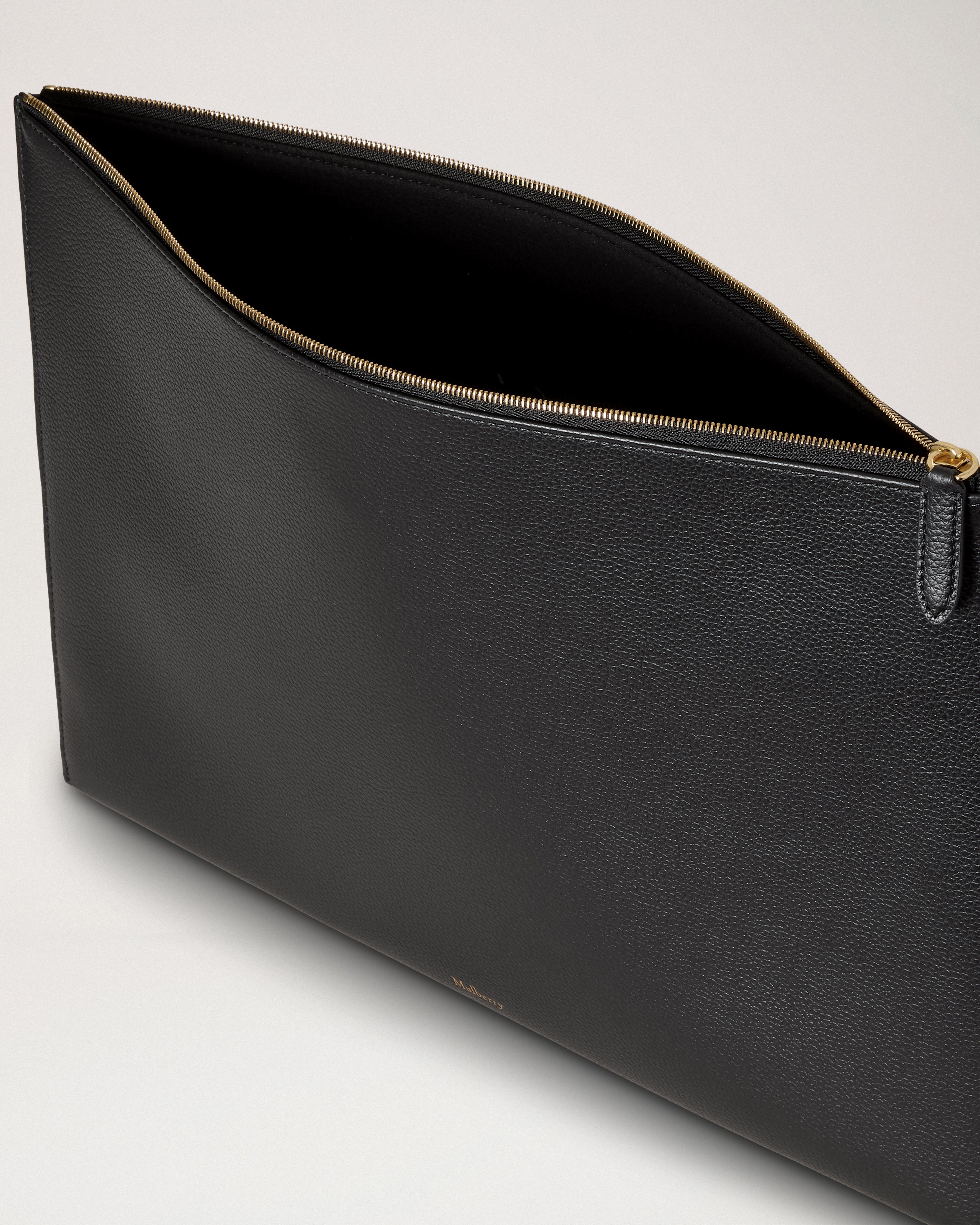Mulberry | ラージ ジップド フラット ポーチ | ブラック スモール