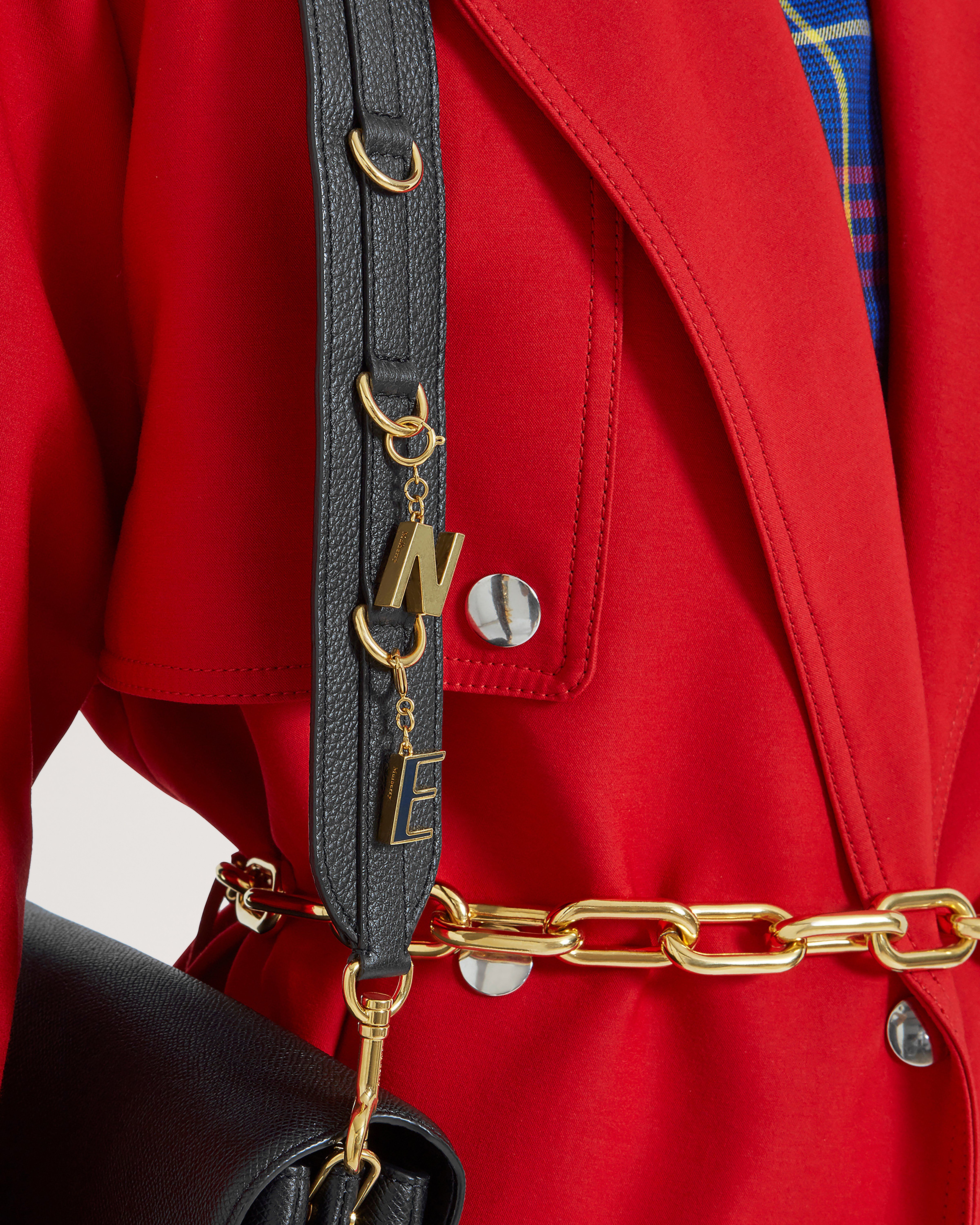 Personalisation Strap Black Small Classic Grain Women Mulberry