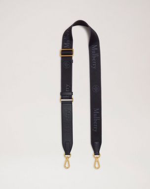 Debossed Logo Leather Strap Black Micro Classic Grain Women