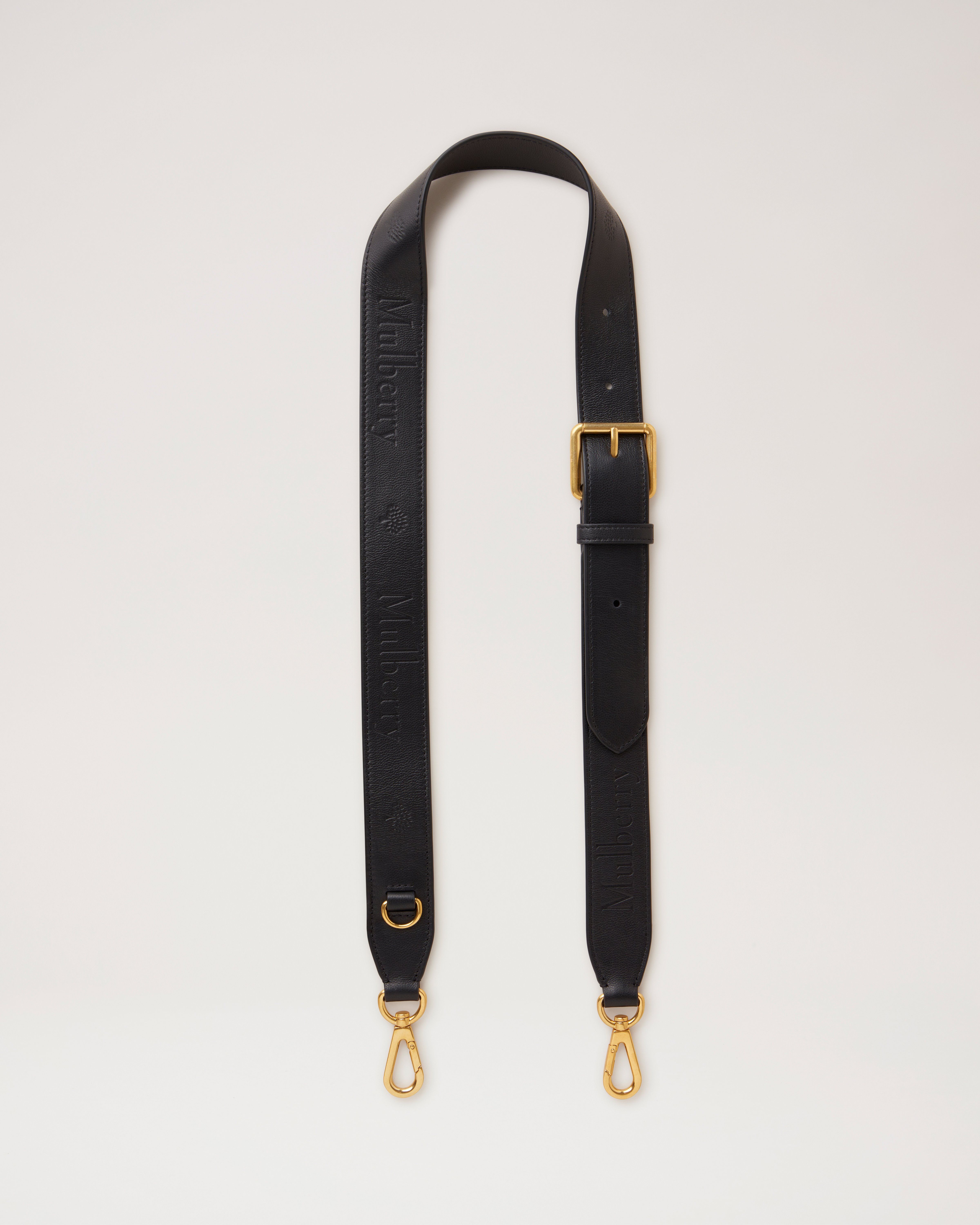 Debossed Logo Leather Strap Black Micro Classic Grain Women