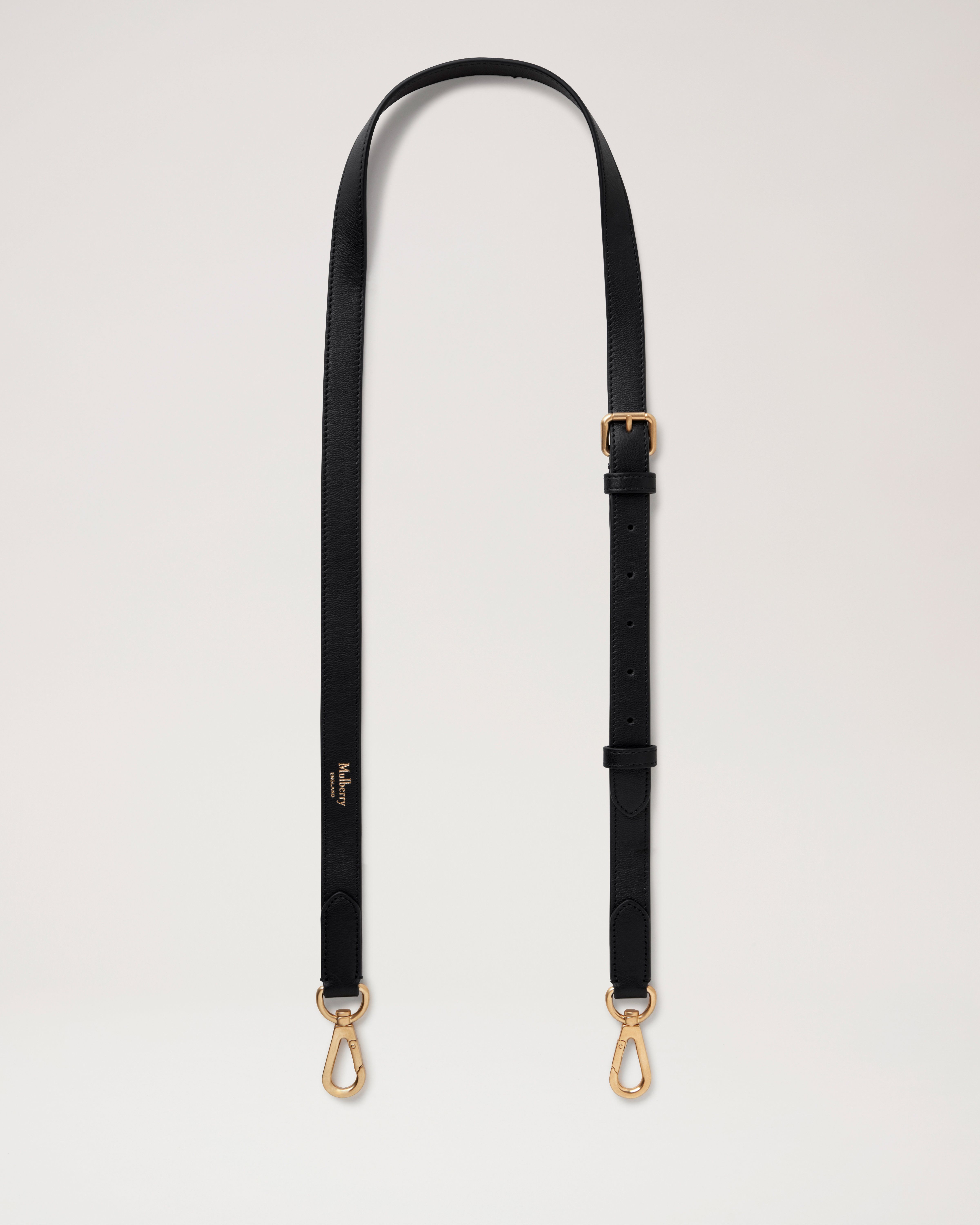 Thin Crossbody Strap - Black Leather