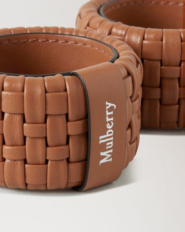 Woven Leather Napkin Ring Set