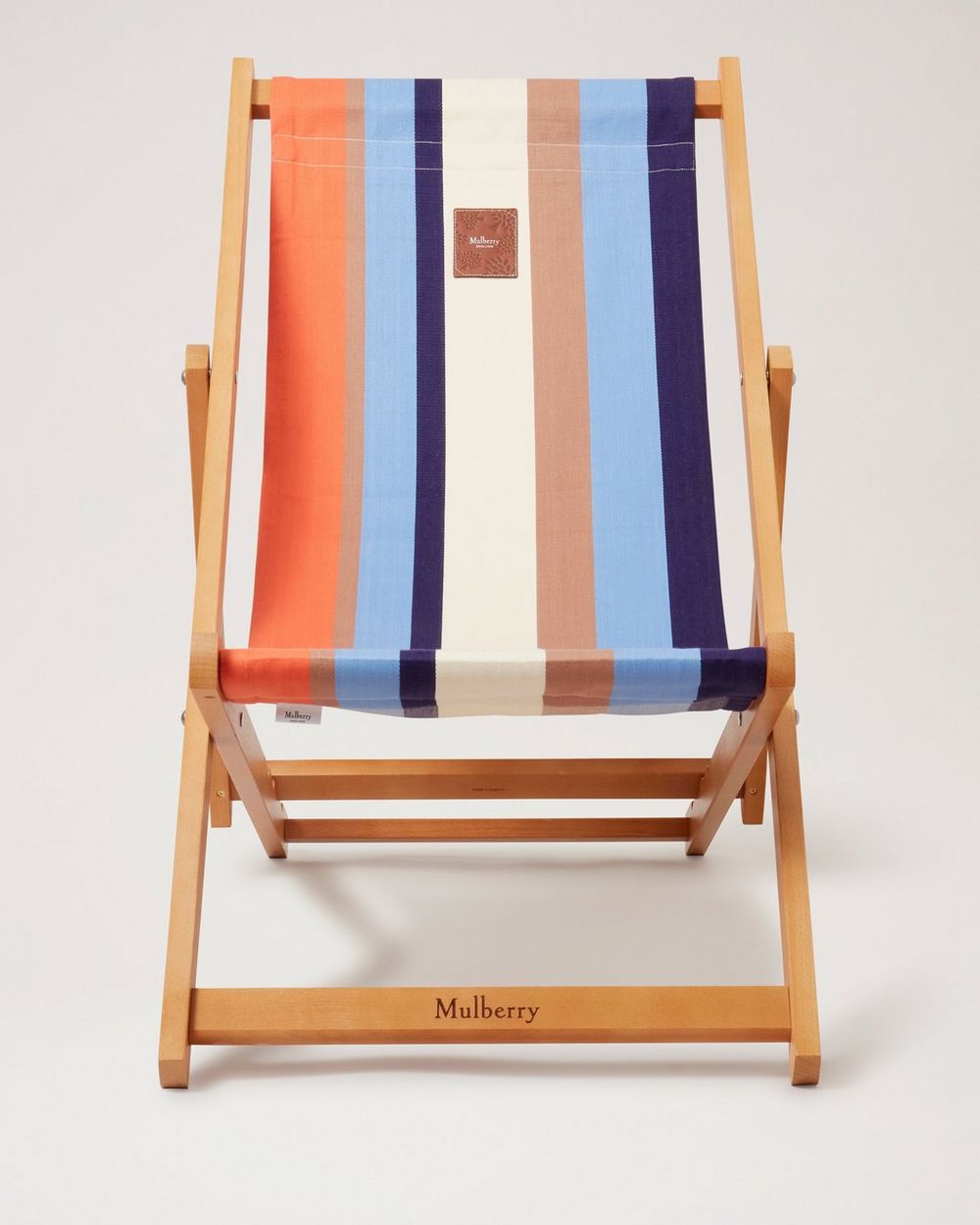 Striped Deck Chair Mandarin Orange & Cornflower Blue Mixed Material