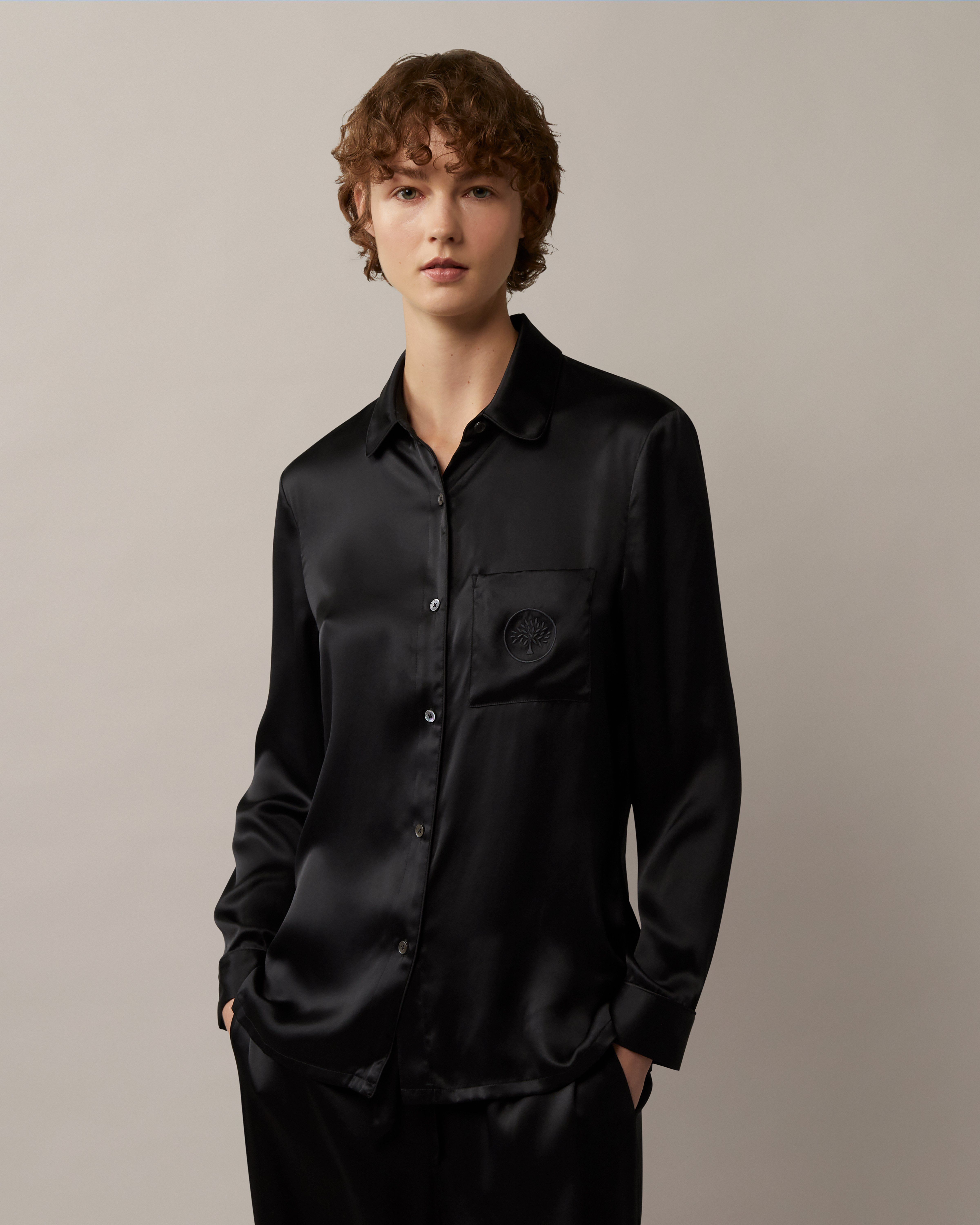 Silk Pyjama Set Black Silk Home Mulberry