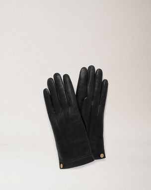 San Severo Men's Gloves in Black Nappa Leather With Pure 