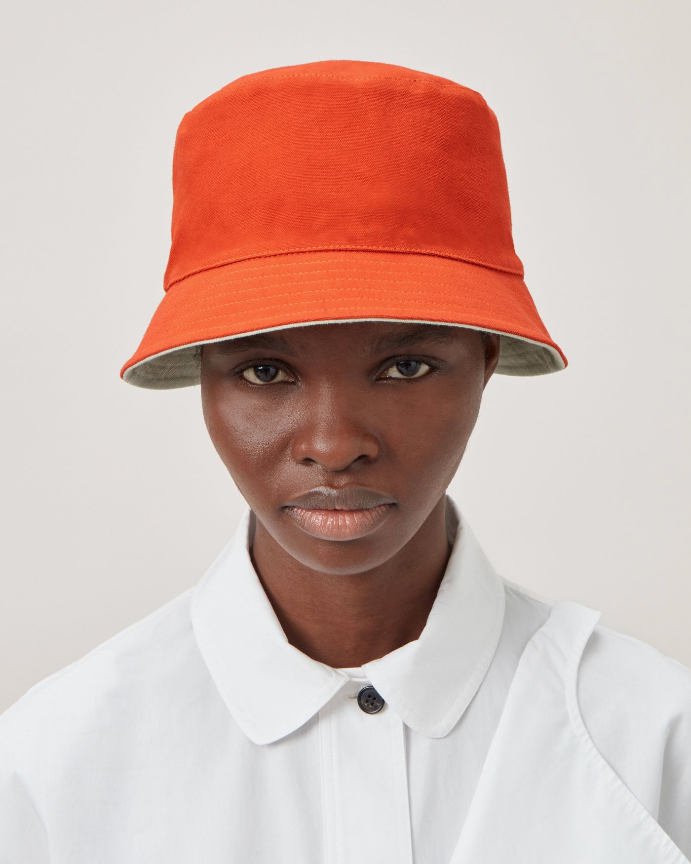 Solid Reversible Bucket Hat | Coral Orange & Wild Primrose Cotton ...