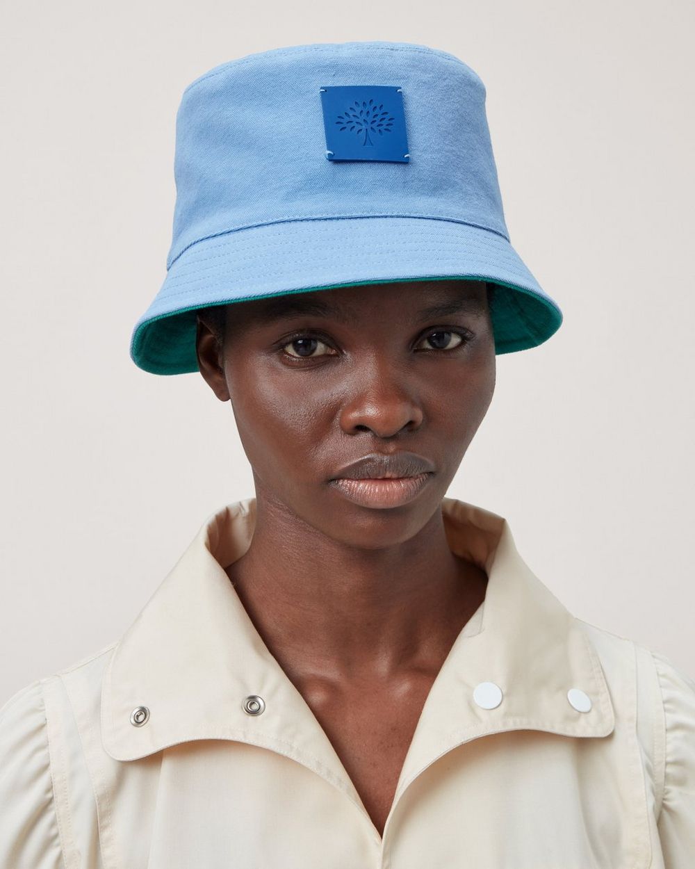 Solid Reversible Bucket Hat Cornflower Blue & Lawn Green Cotton Men