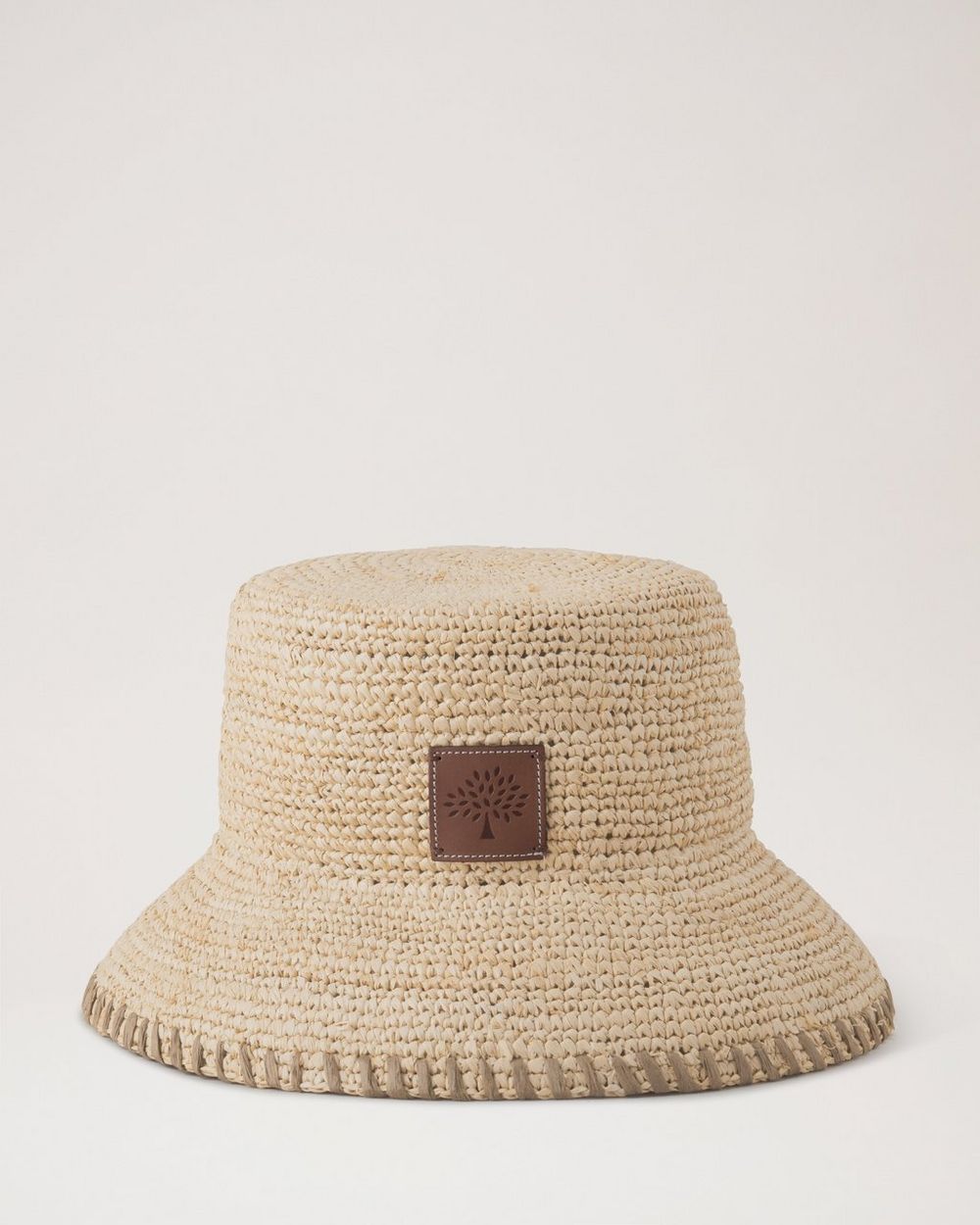 Whip Stitch Summer Raffia Bucket Hat Beige Raffia Women Mulberry