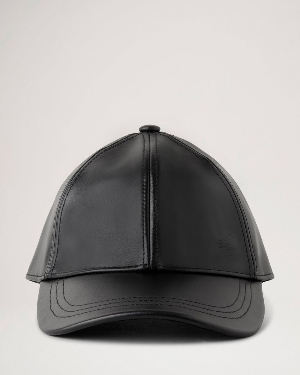 Leather Baseball Cap Black Calf Skin Leather Women Mulberry