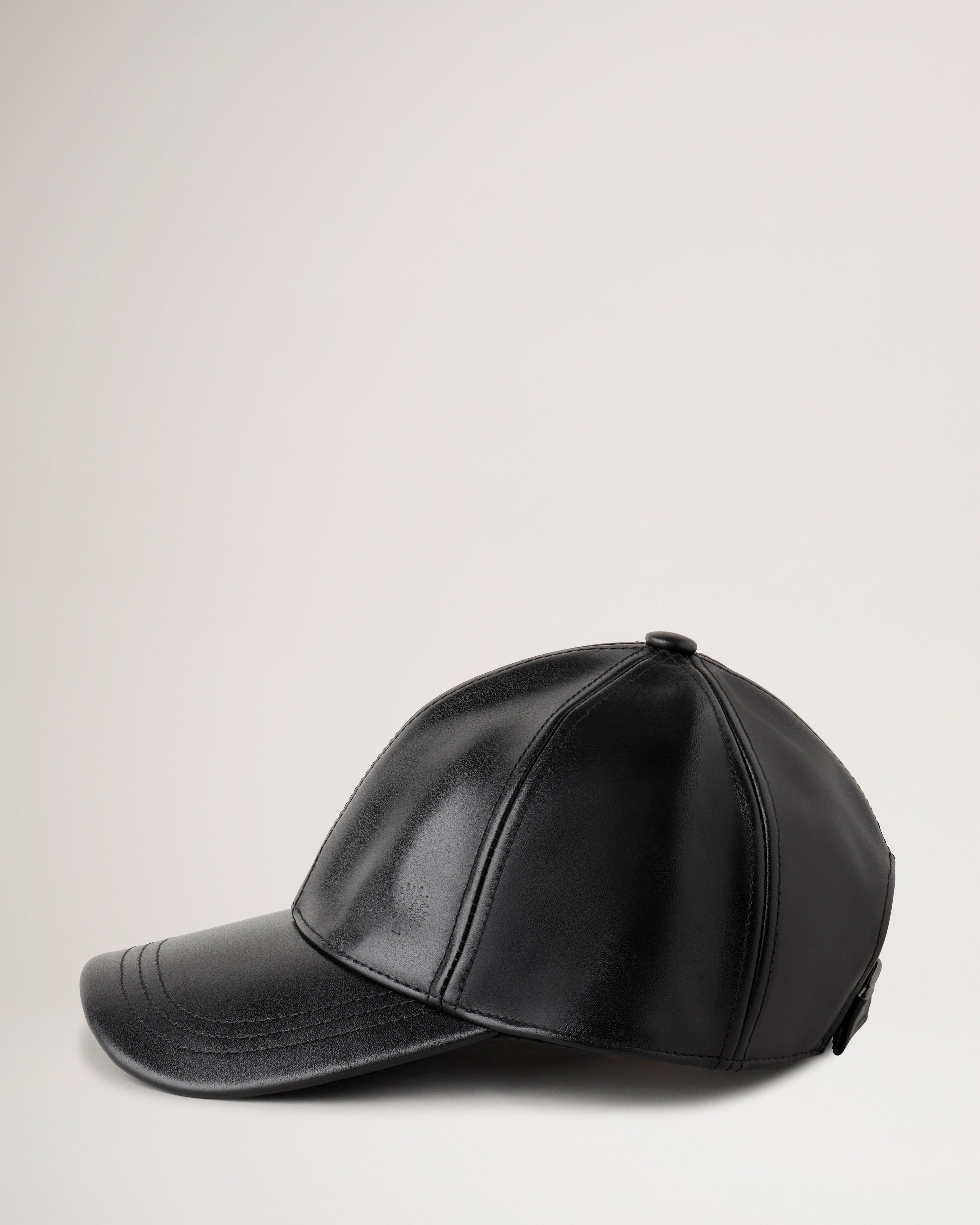 Leather Baseball Cap Black Calf Skin Leather Women Mulberry