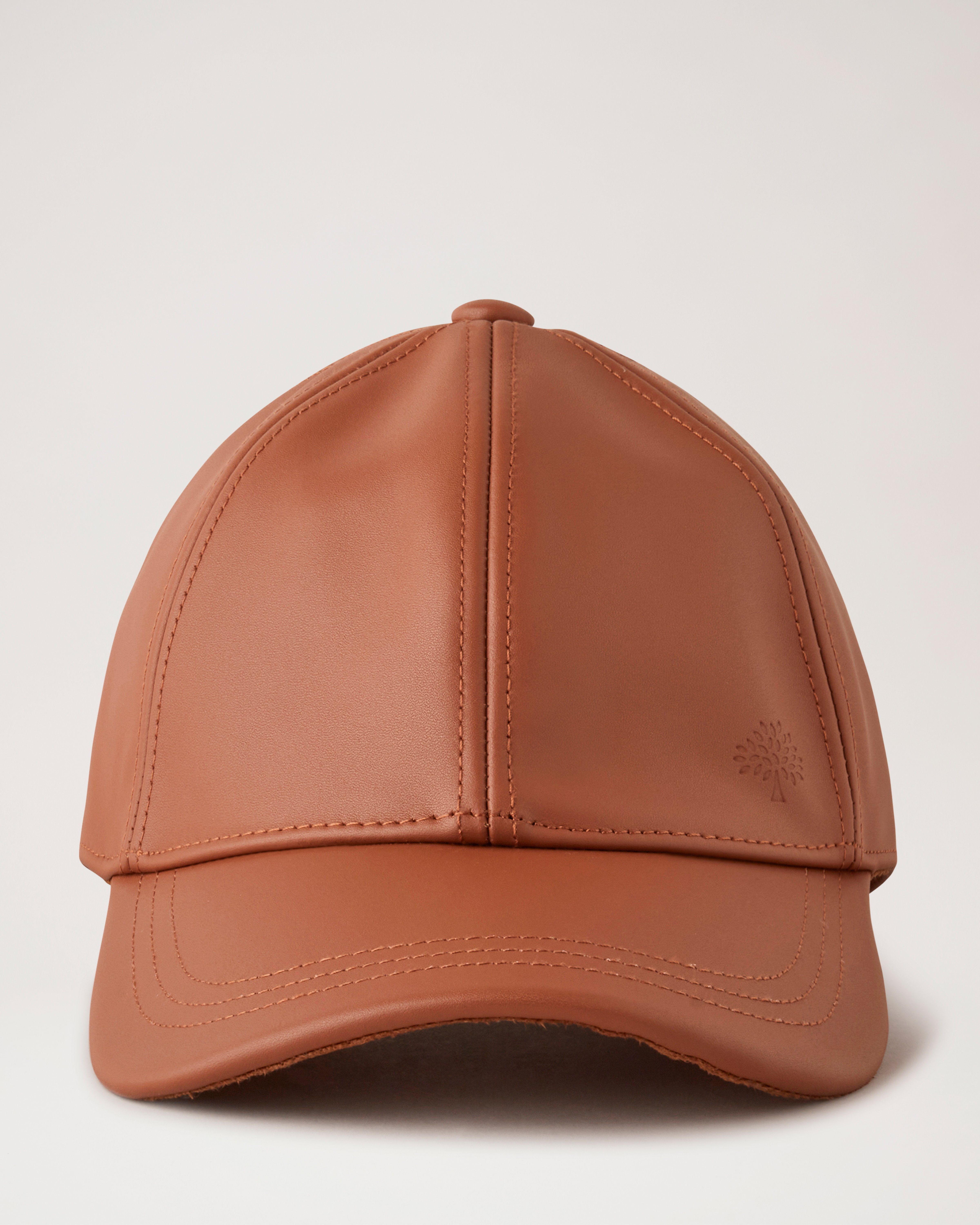 Taupe leather 2024 baseball cap