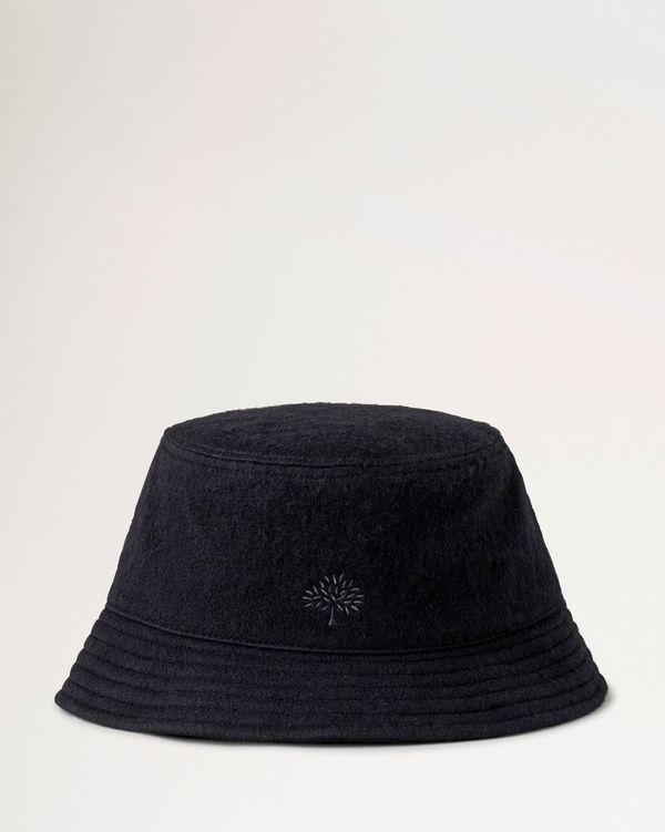 Bucket-Hut aus Wolle mit Baumlogo, Merinowolle in Schwarz, Herren