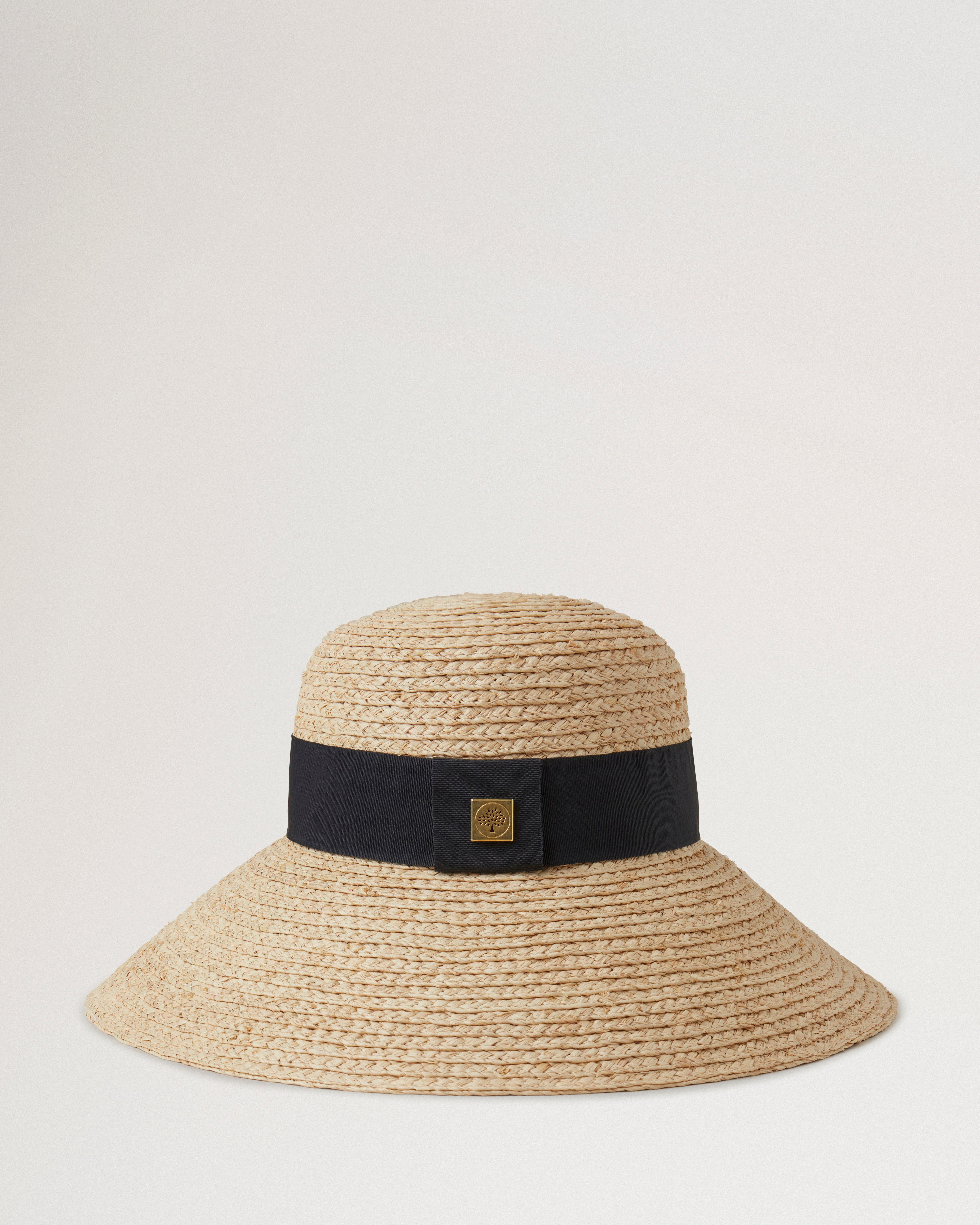 Raffia Sun Hat Beige Raffia Women Mulberry