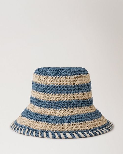 Mulberry | Horizontal Striped Bucket Hat | Brighton Blue