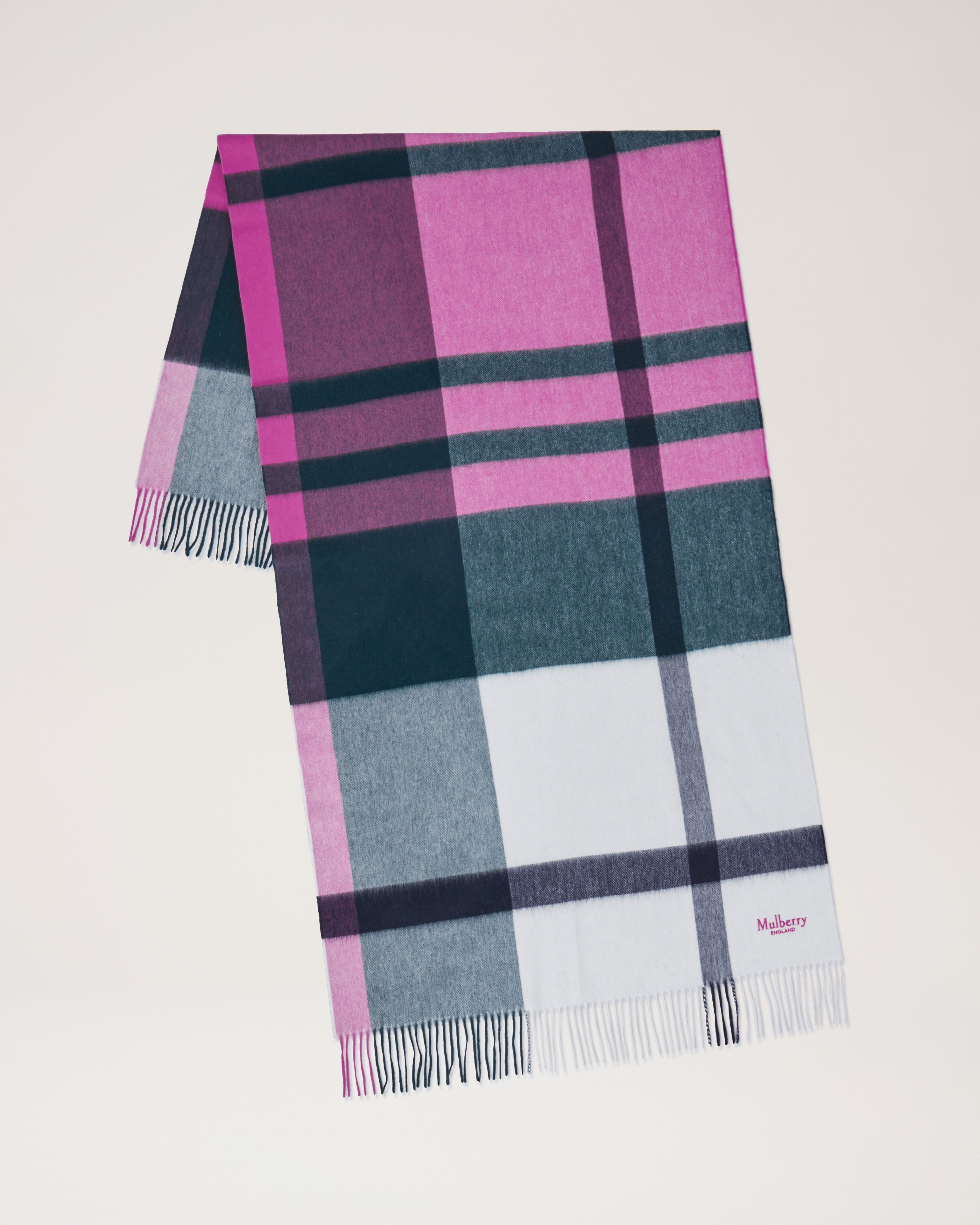 Large Check Merino Wool Scarf