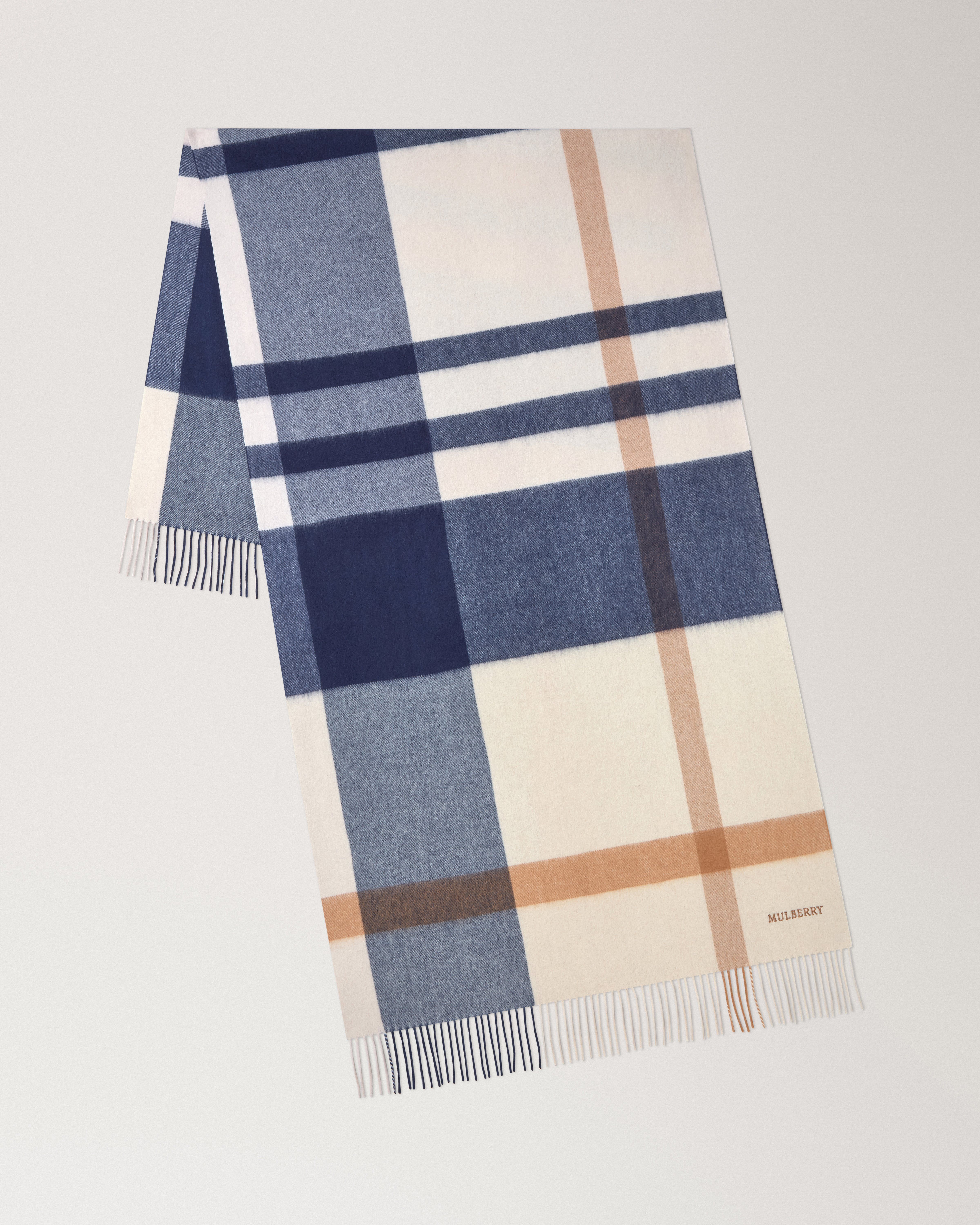 Large Check Merino Wool Scarf