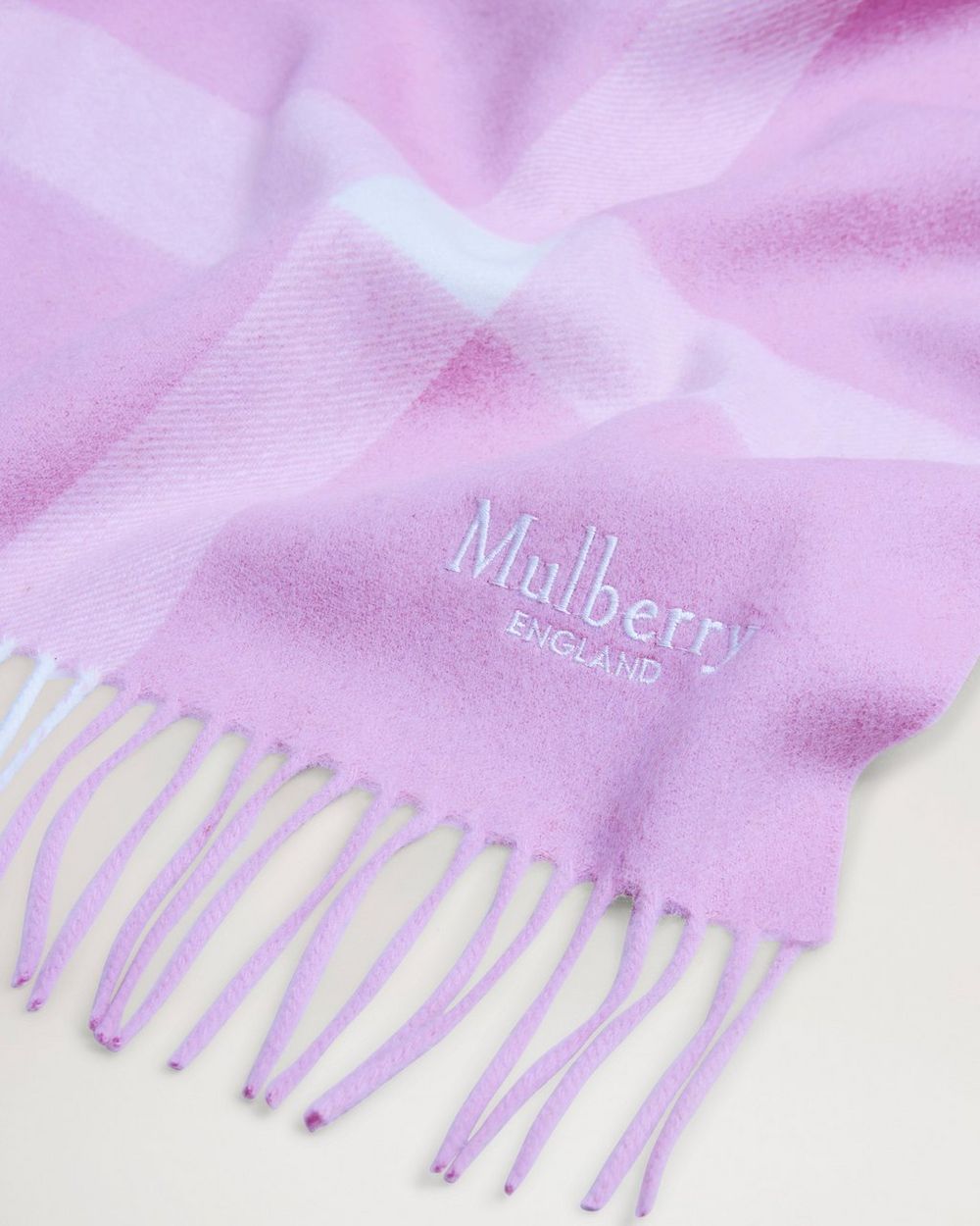 Mulberry Ombré Logo Merino Wool Scarf in Poplin Blue-Maple