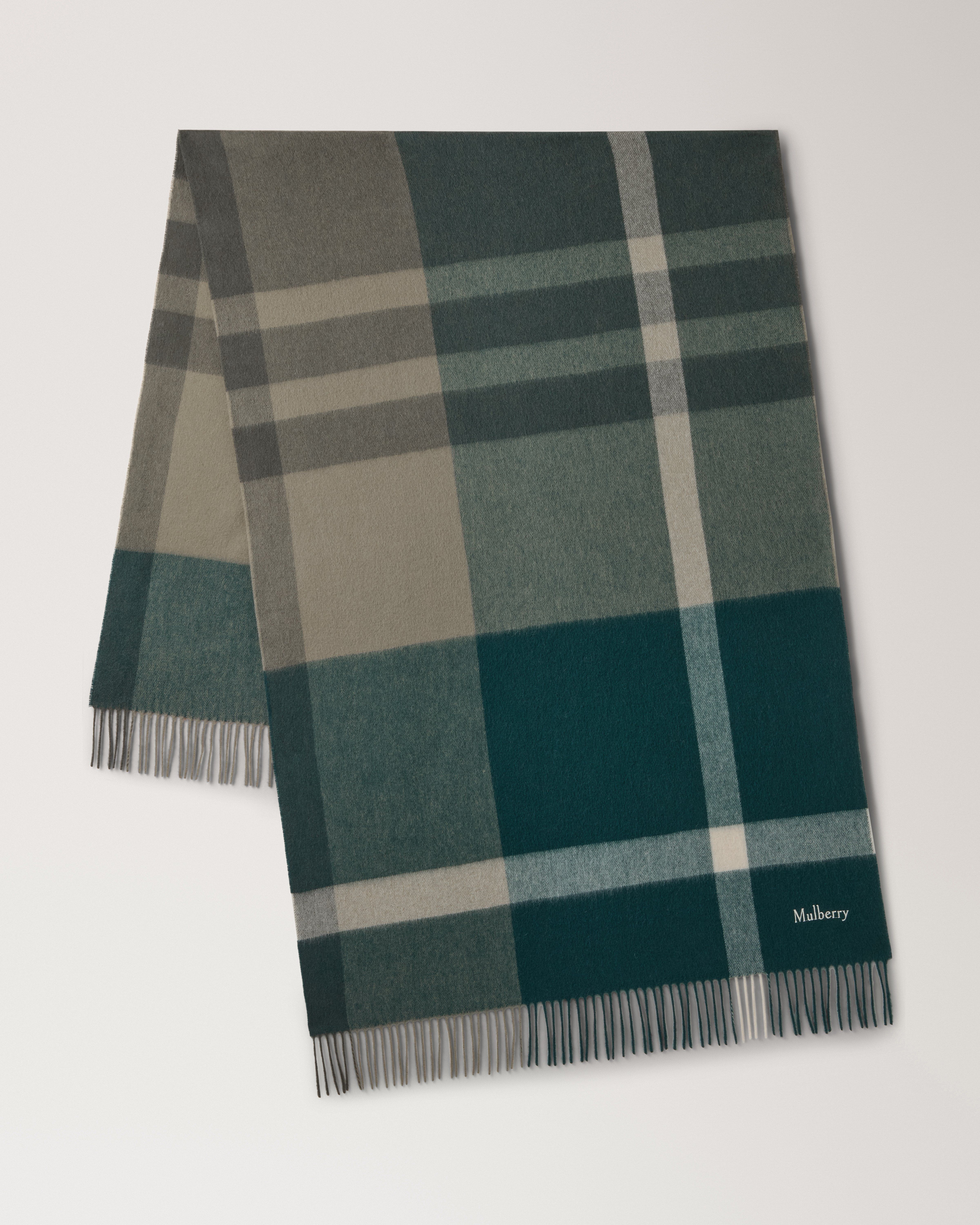 Large Check Merino Wool Scarf
