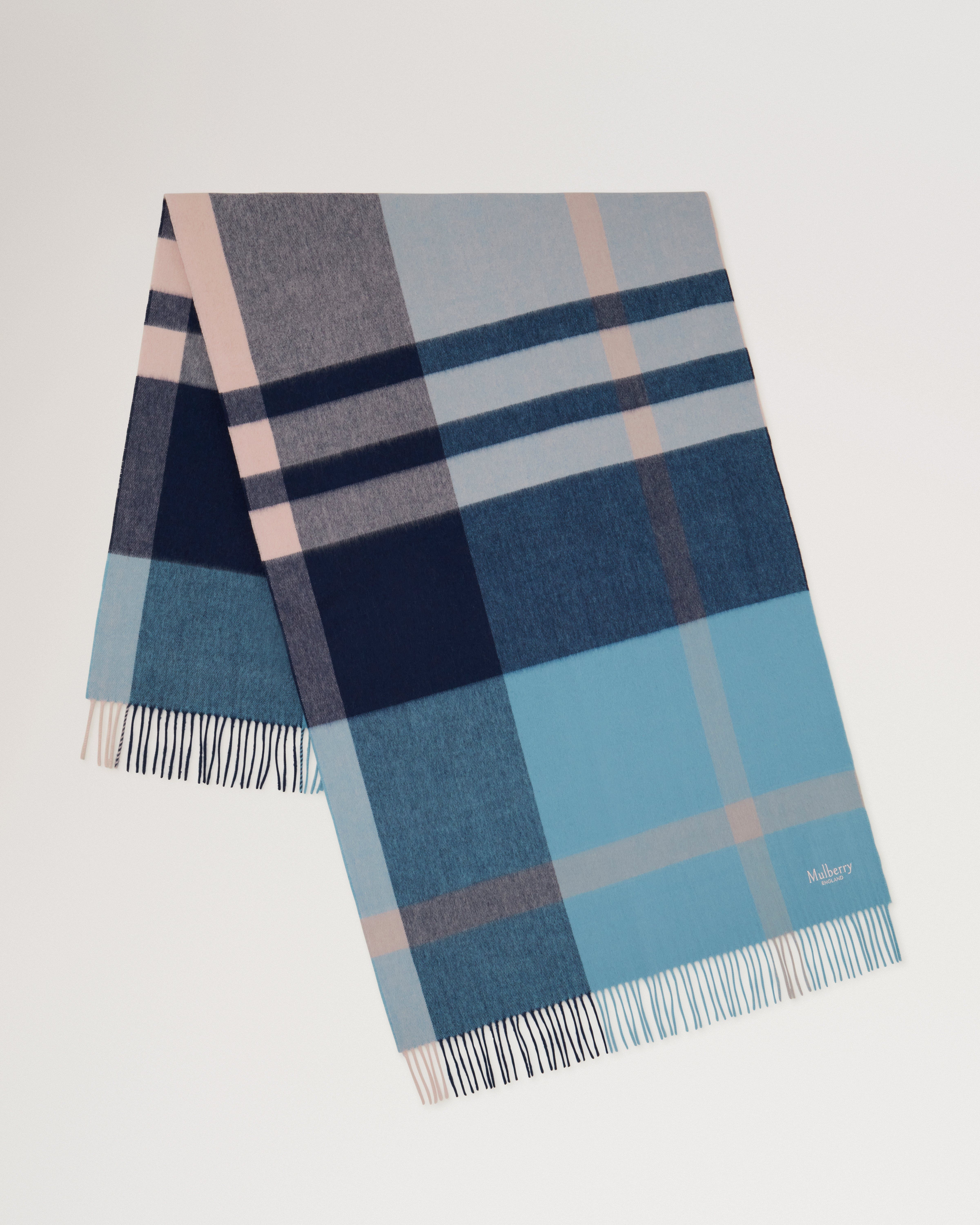 Large Check Merino Wool Scarf