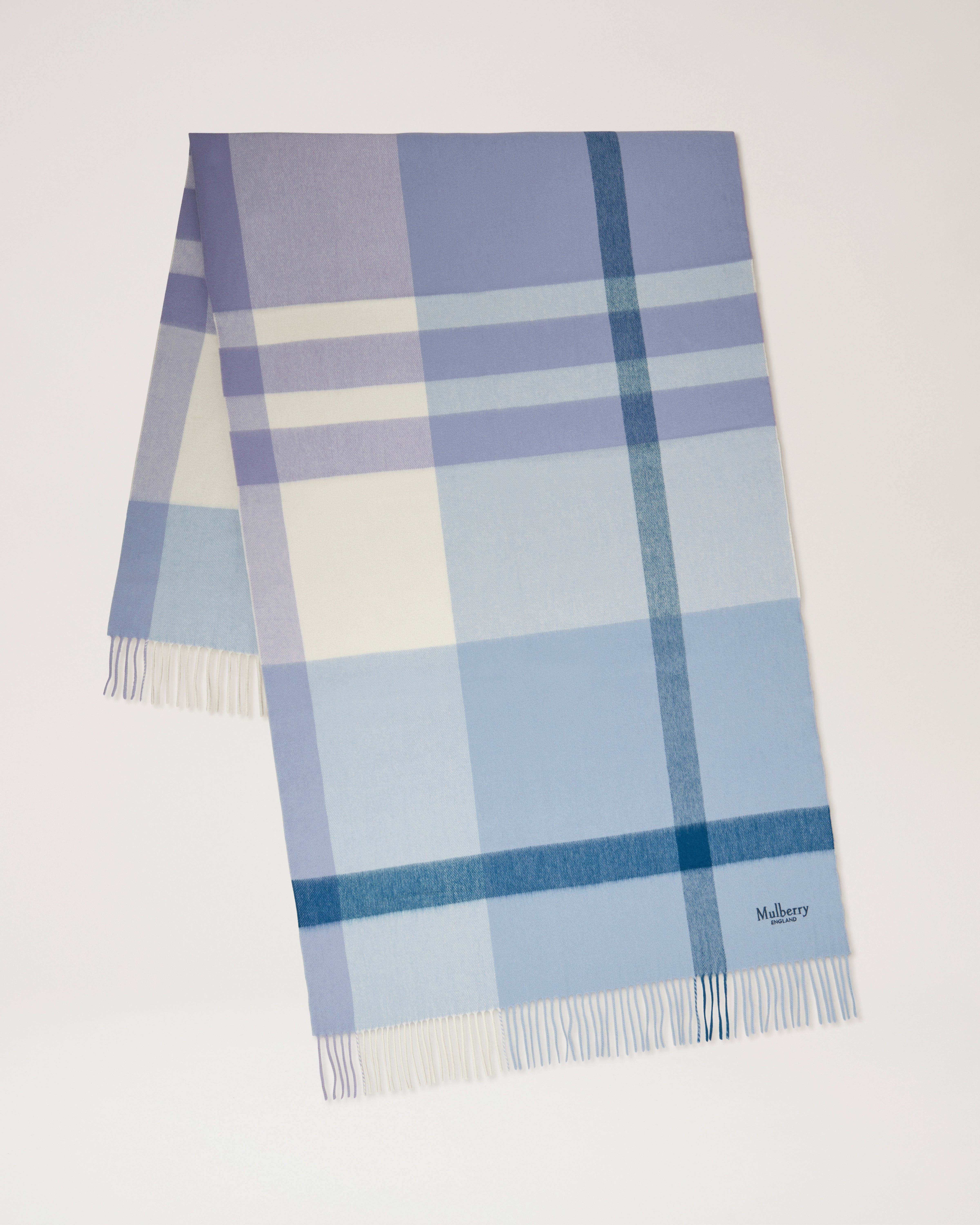 Large Check Merino Wool Scarf