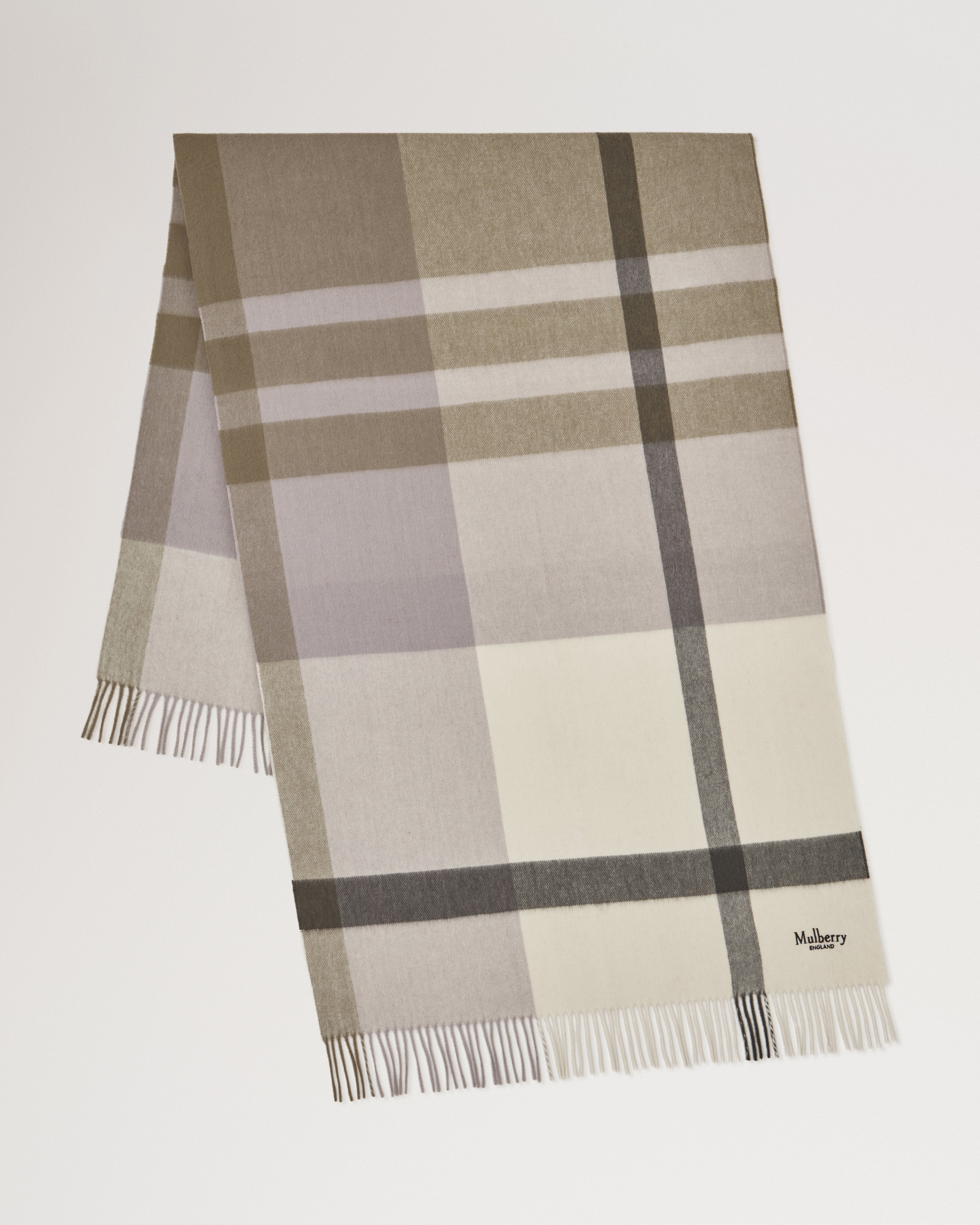 Large Check Merino Wool Scarf