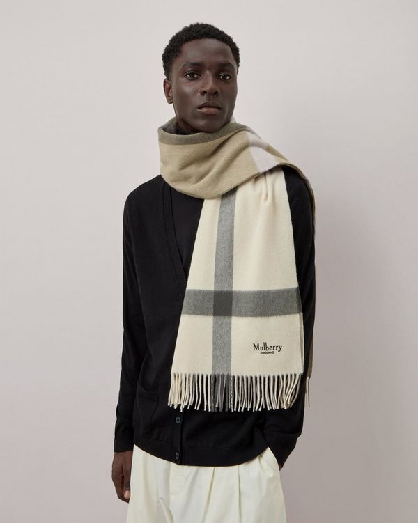 Large Check Merino Wool Scarf