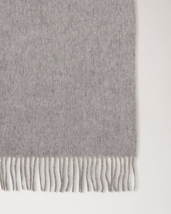 Mulberry | Small Solid Merino Wool Scarf | Light Grey Melange Merino Wool