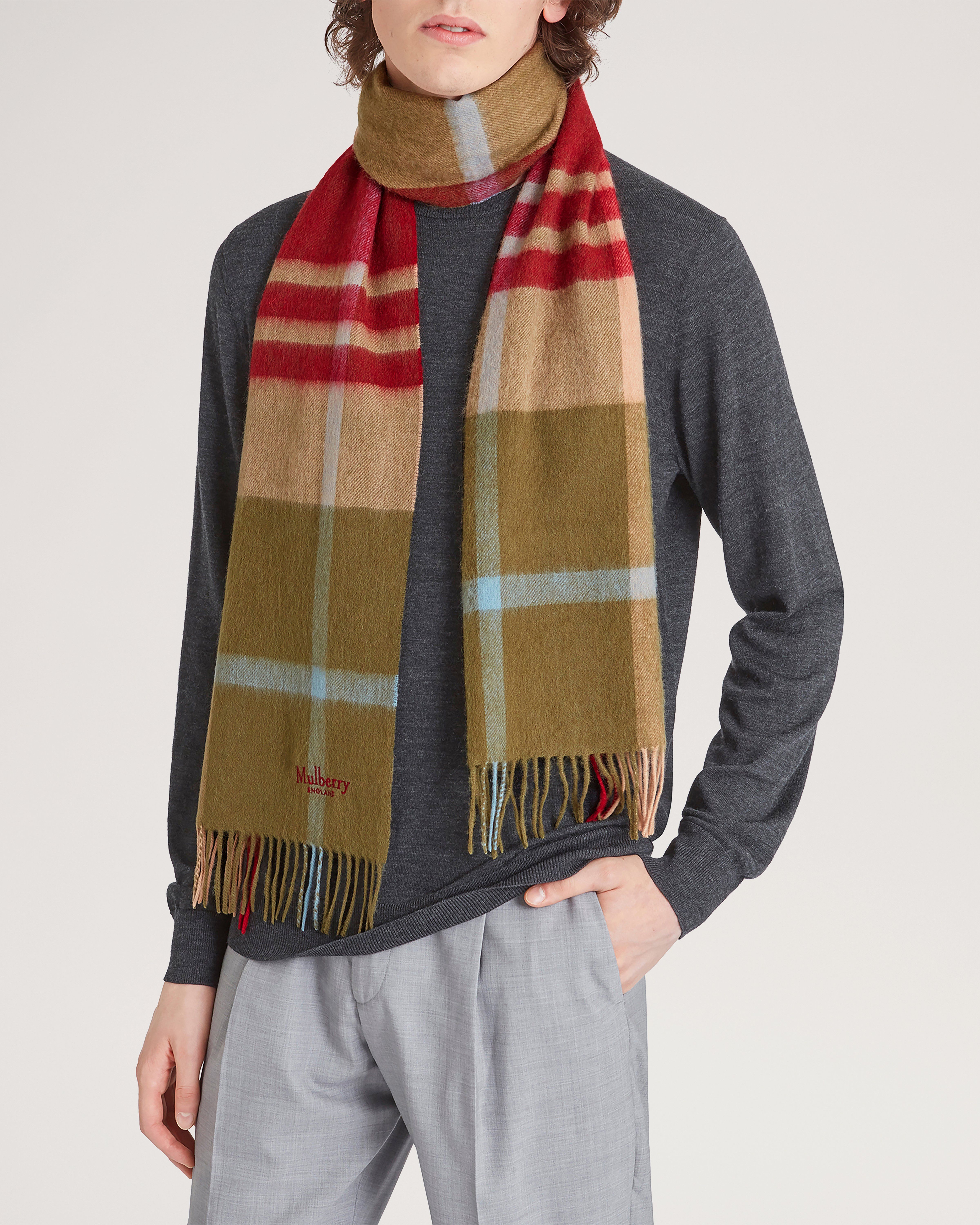 Embroidered Monogram Check Scarf -  Sweden