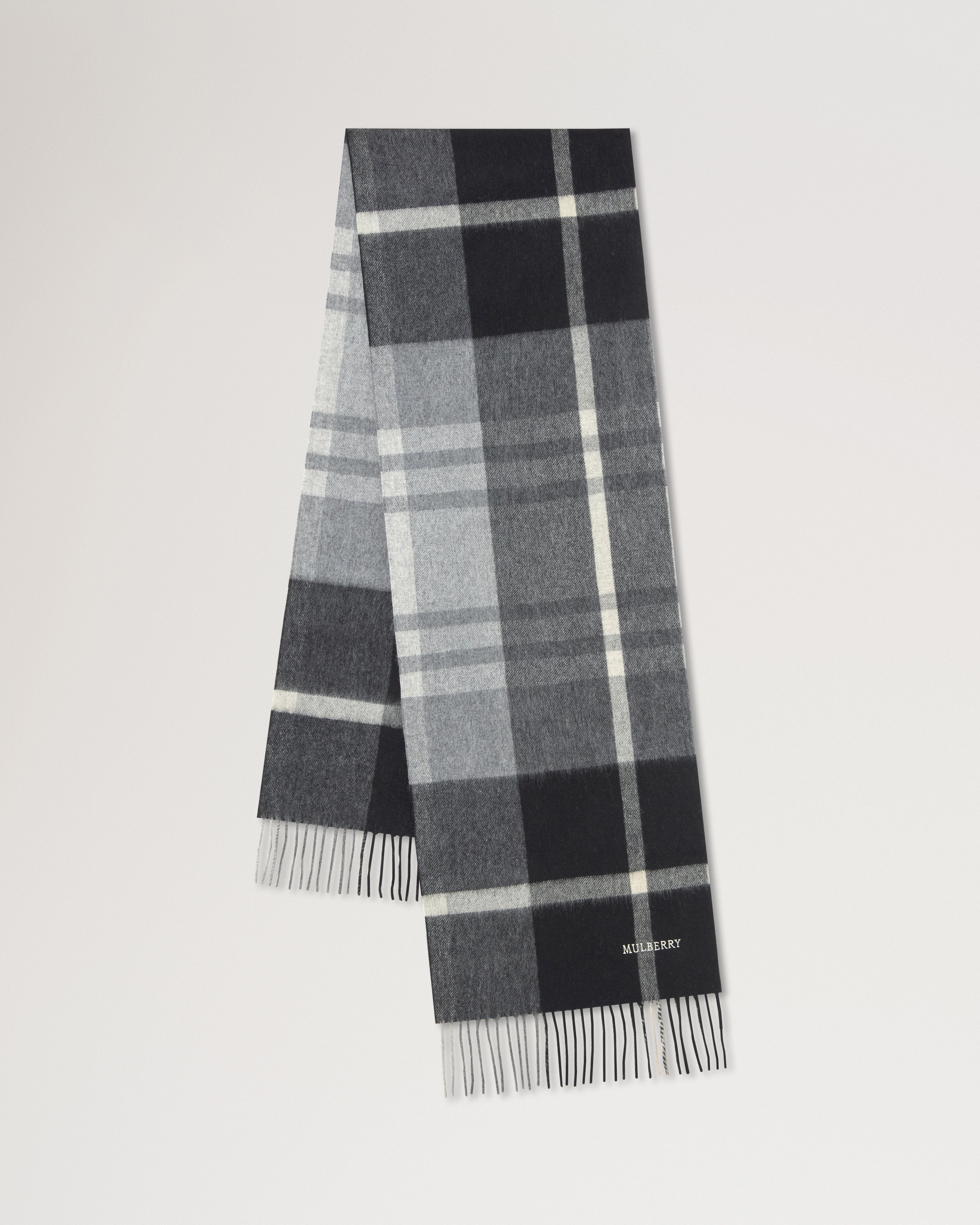 Small Check Merino Wool Scarf