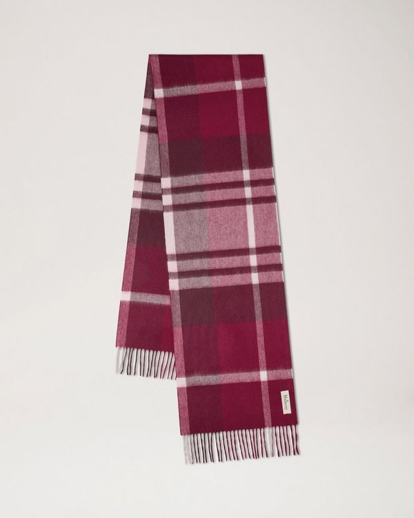 Mulberry | Small Check Merino Wool Scarf | Beetroot & English Rose ...