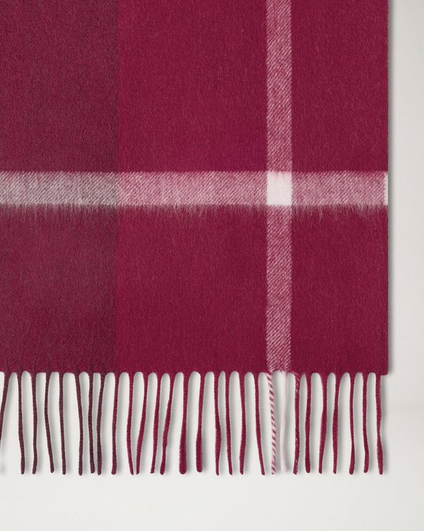 Mulberry | Small Check Merino Wool Scarf | Beetroot & English Rose ...