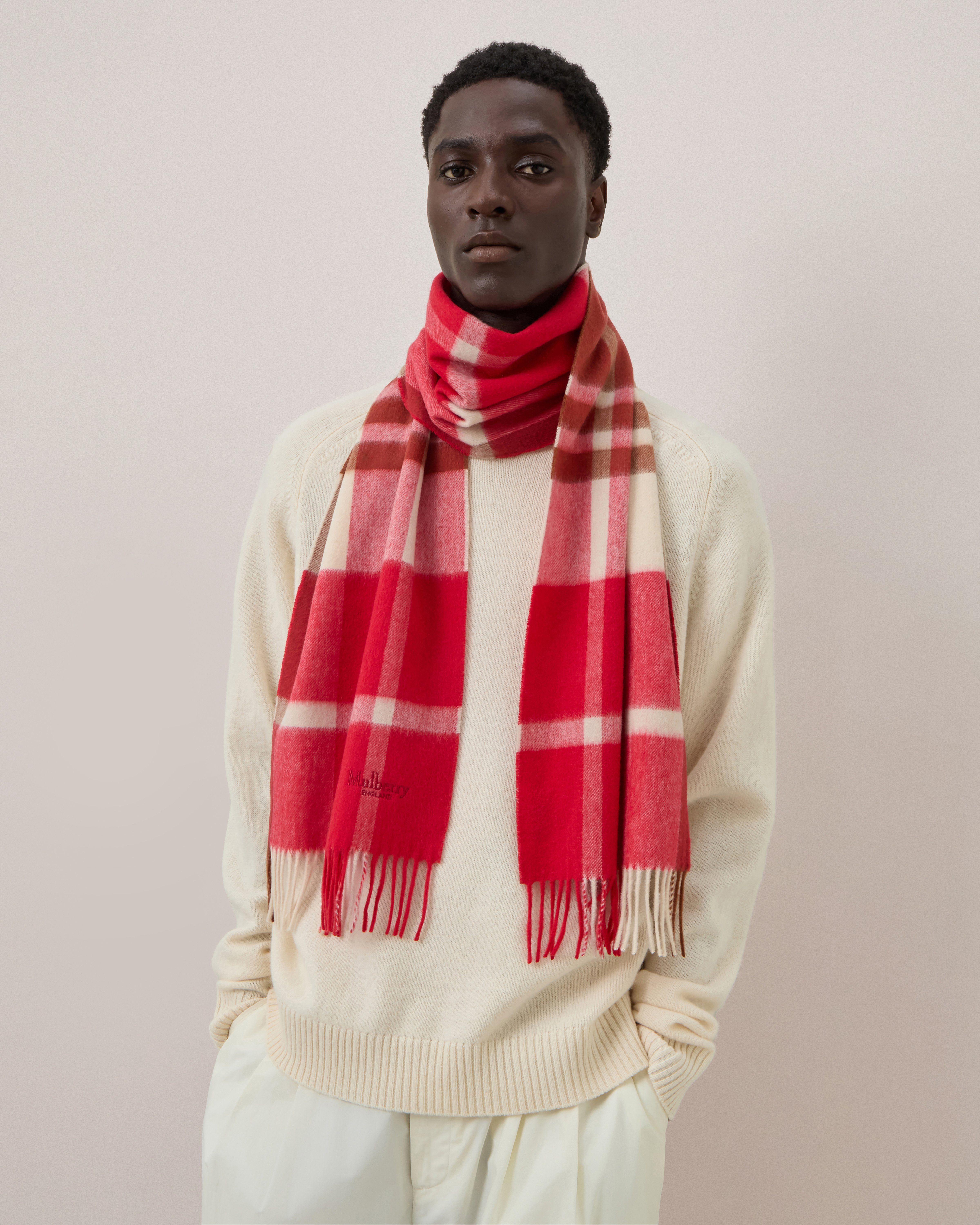 Small Check Merino Wool Scarf