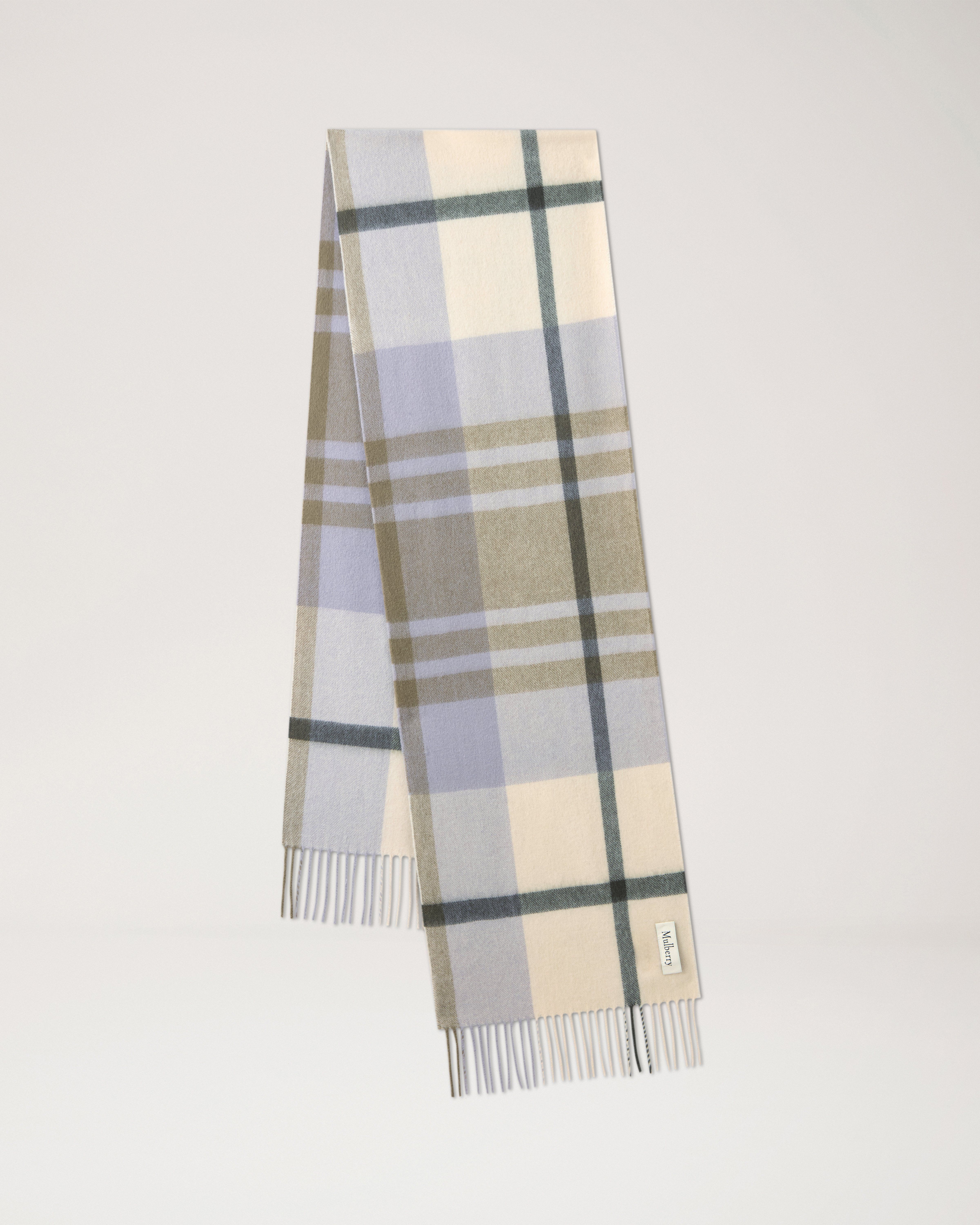 Mulberry | スモール チェック メリノウール マフラー | エッグシェル