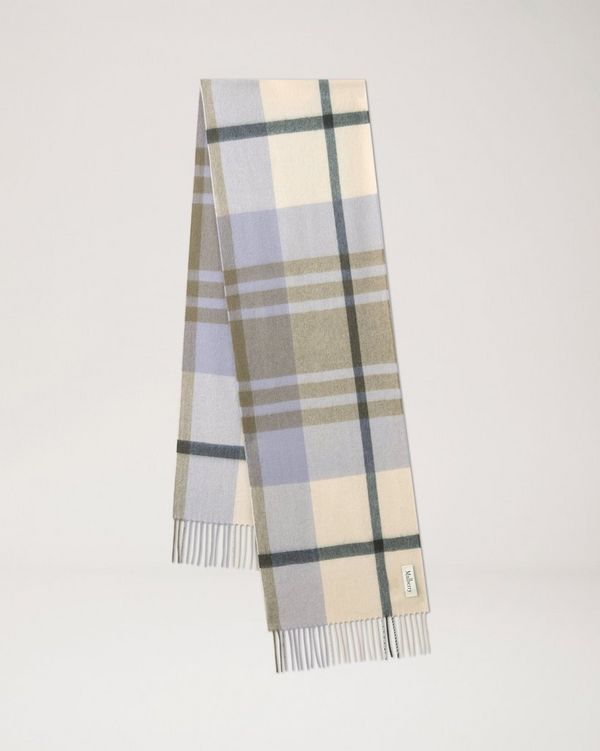 Mulberry | スモール チェック メリノウール マフラー | エッグシェル