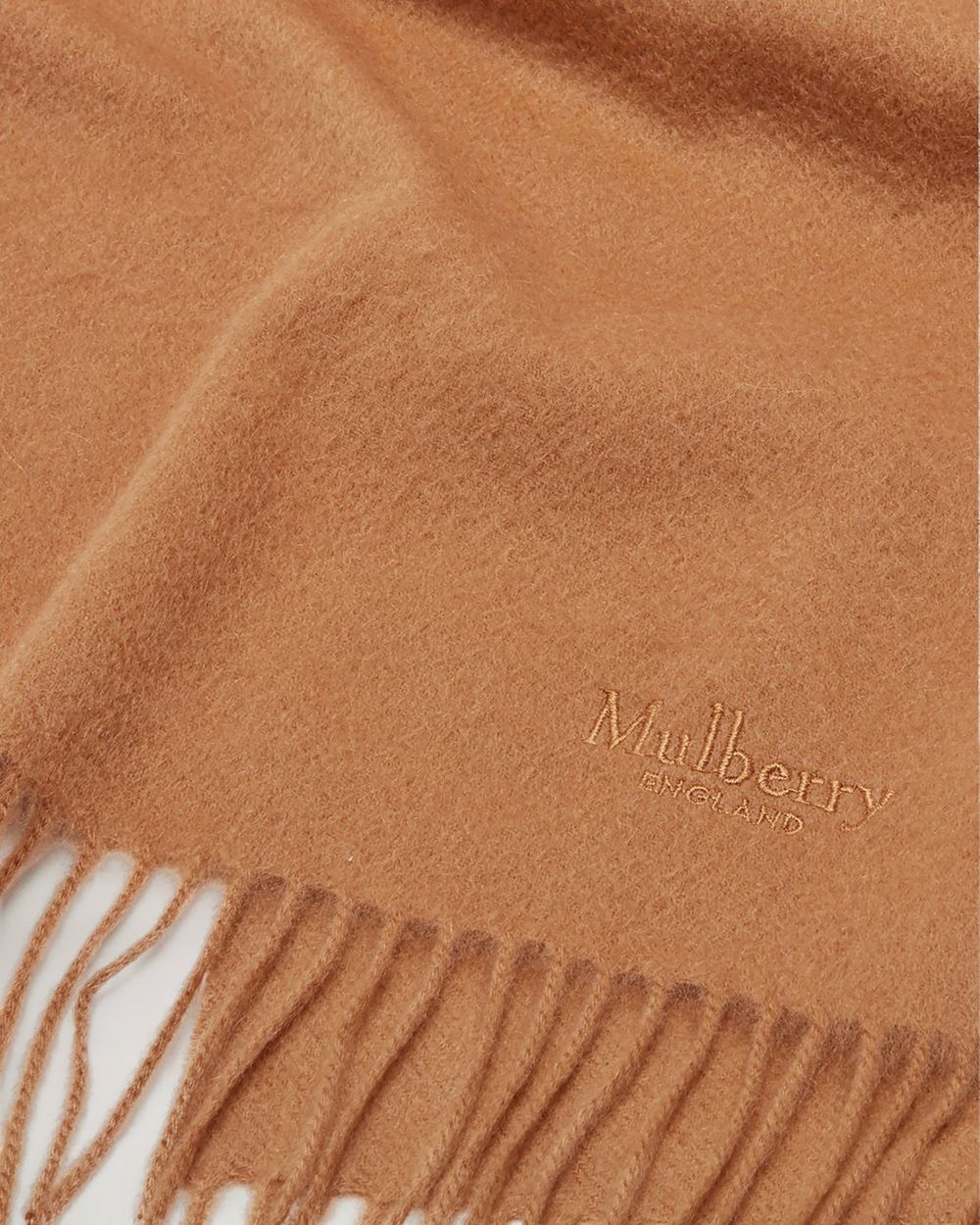 Unisex Large Woven Cashmere Scarf Camel Brown