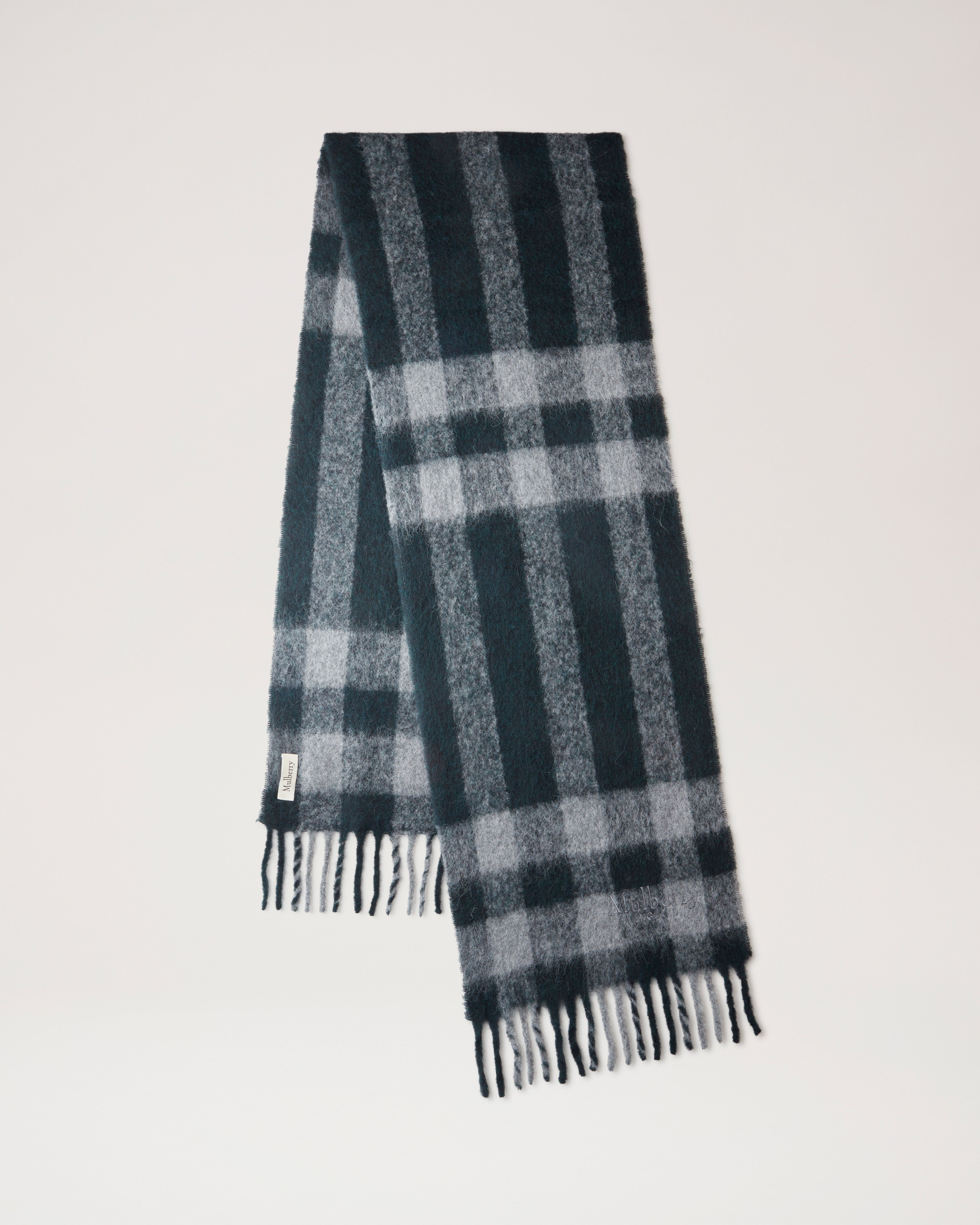 Alpaca Blend Check Scarf | Mulberry Green Alpaca Wool Blend | Women ...