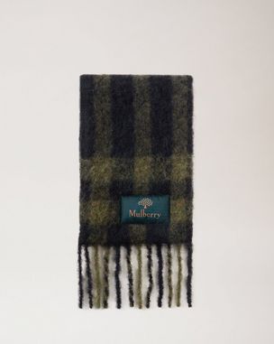 Alpaca Check & Nylon Reversible Scarf