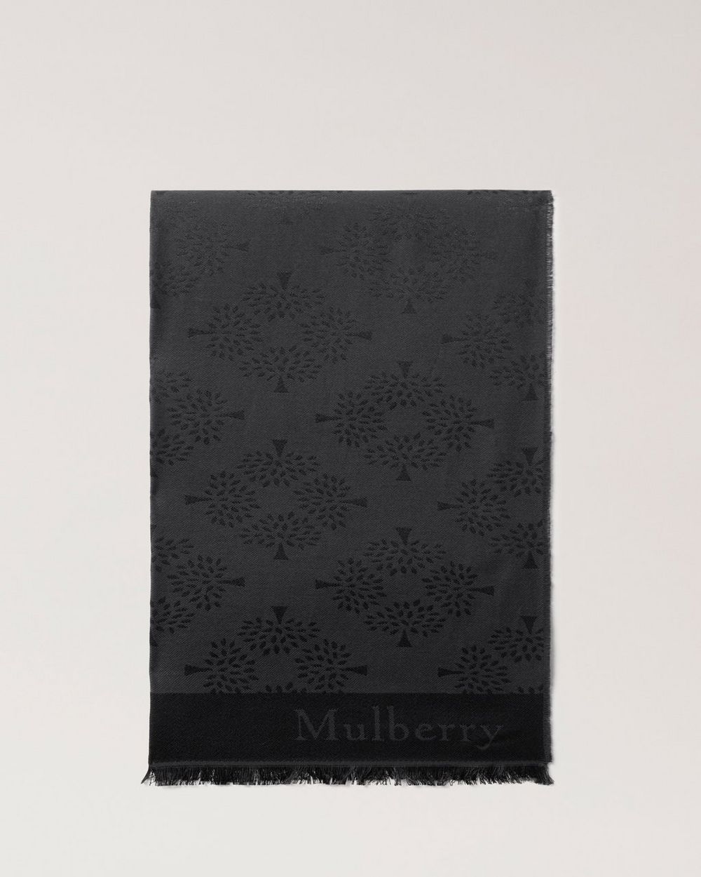 Mulberry Mulberry Tree Jacquard Rectangular Scarf - Charcoal