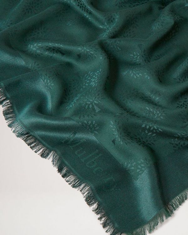 Louis Vuitton Monogram Shawl Silk Wool Emerald Green