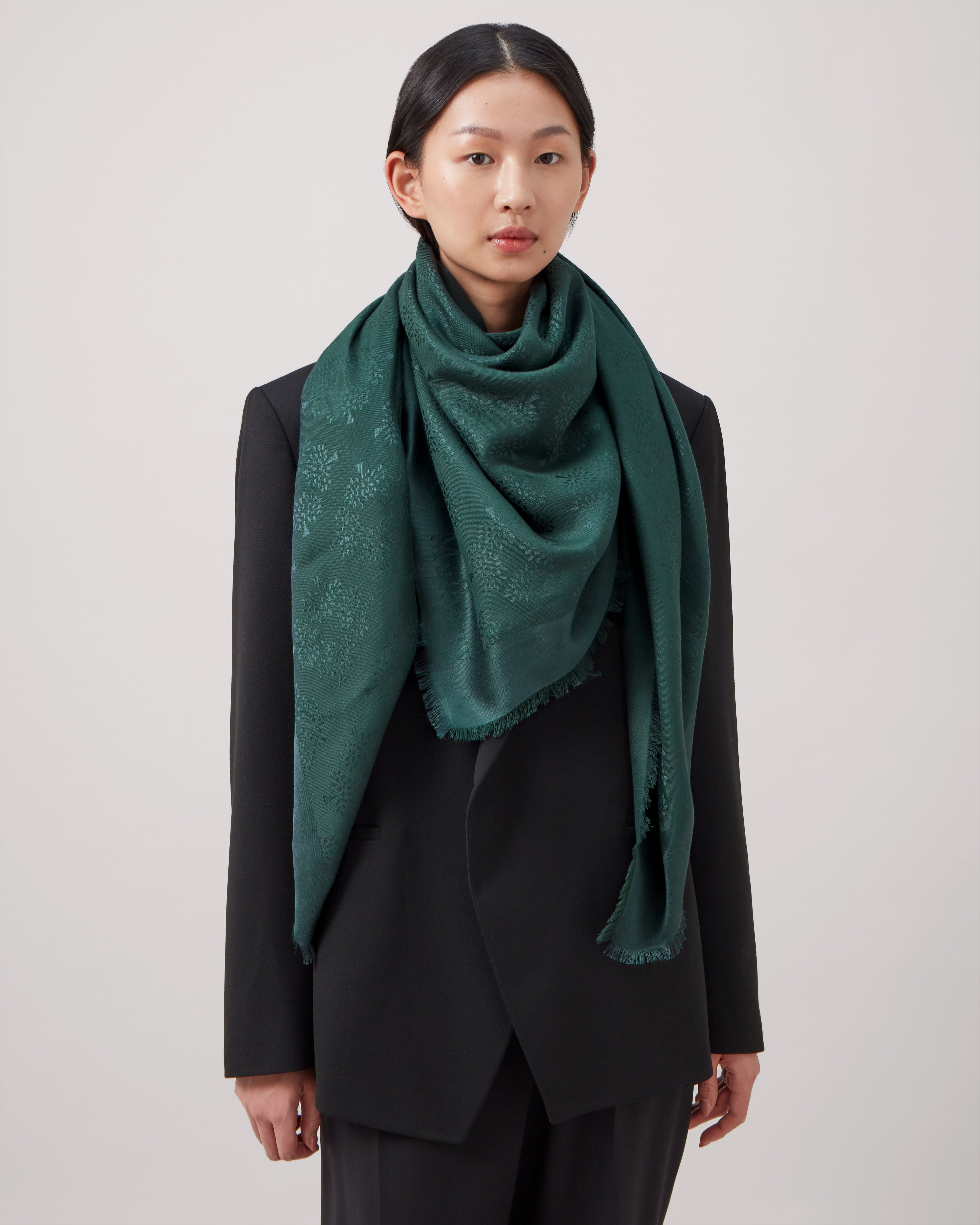 Brooklyn Triangle Silk Scarf - Green