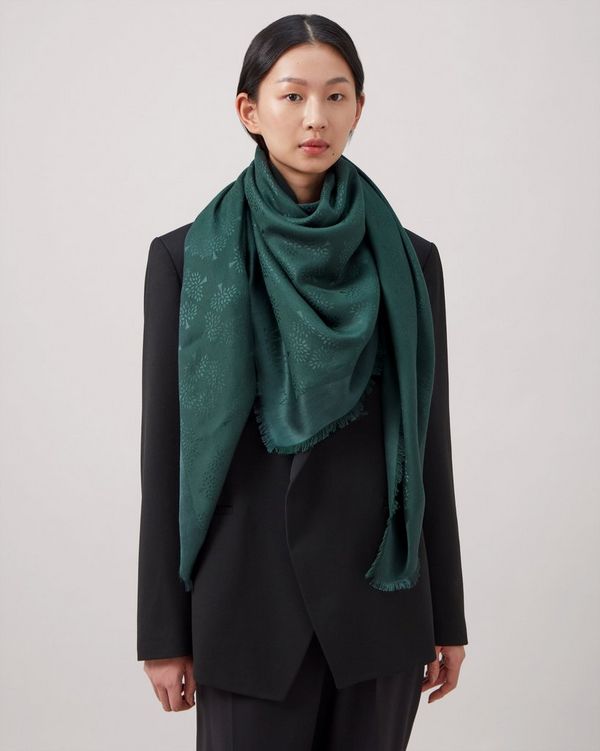 Louis Vuitton Monogram Shawl Silk Wool Emerald Green