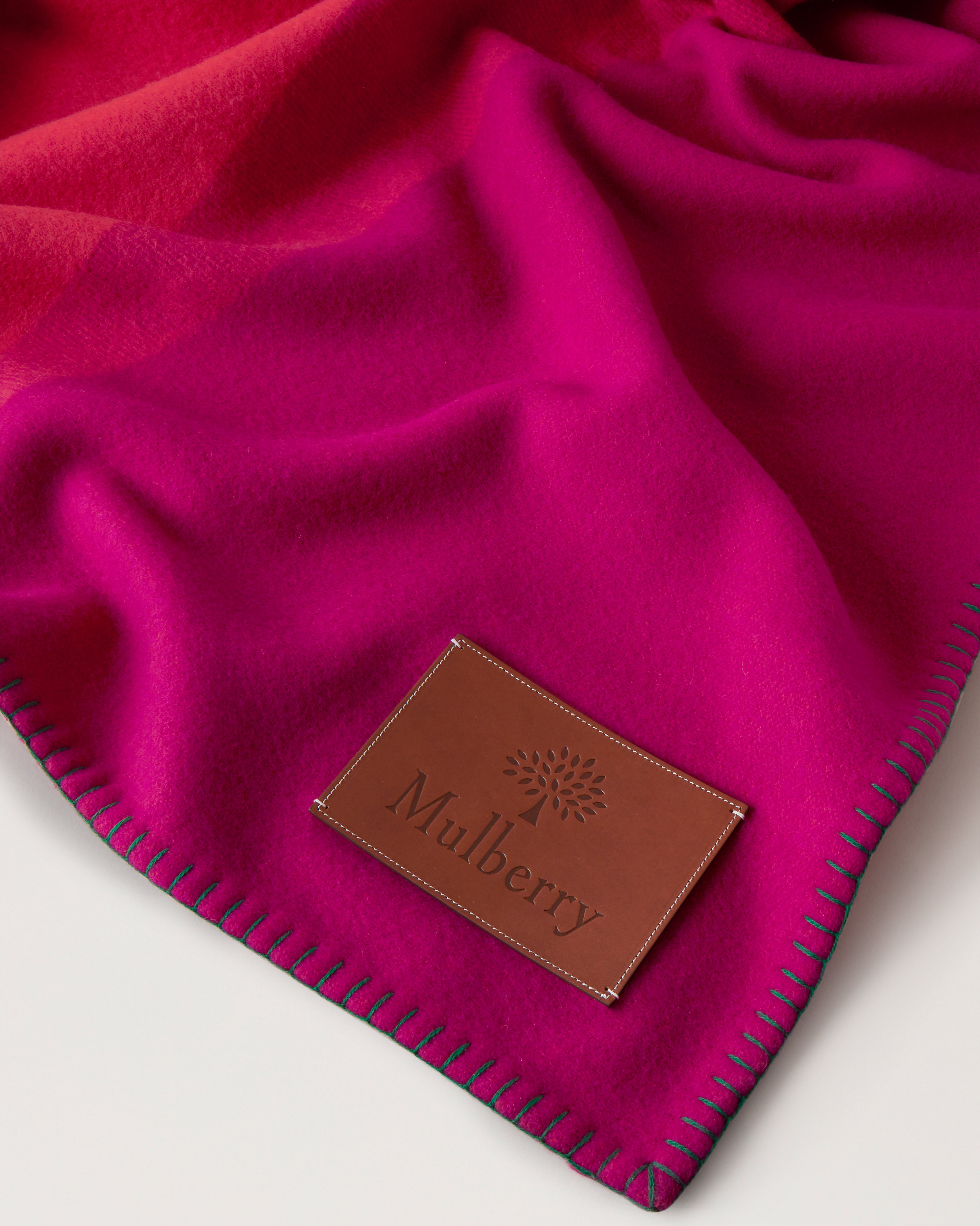 Colour Block Blanket | Mulberry Pink u0026 Coral Orange Lambswool | Women |  Mulberry